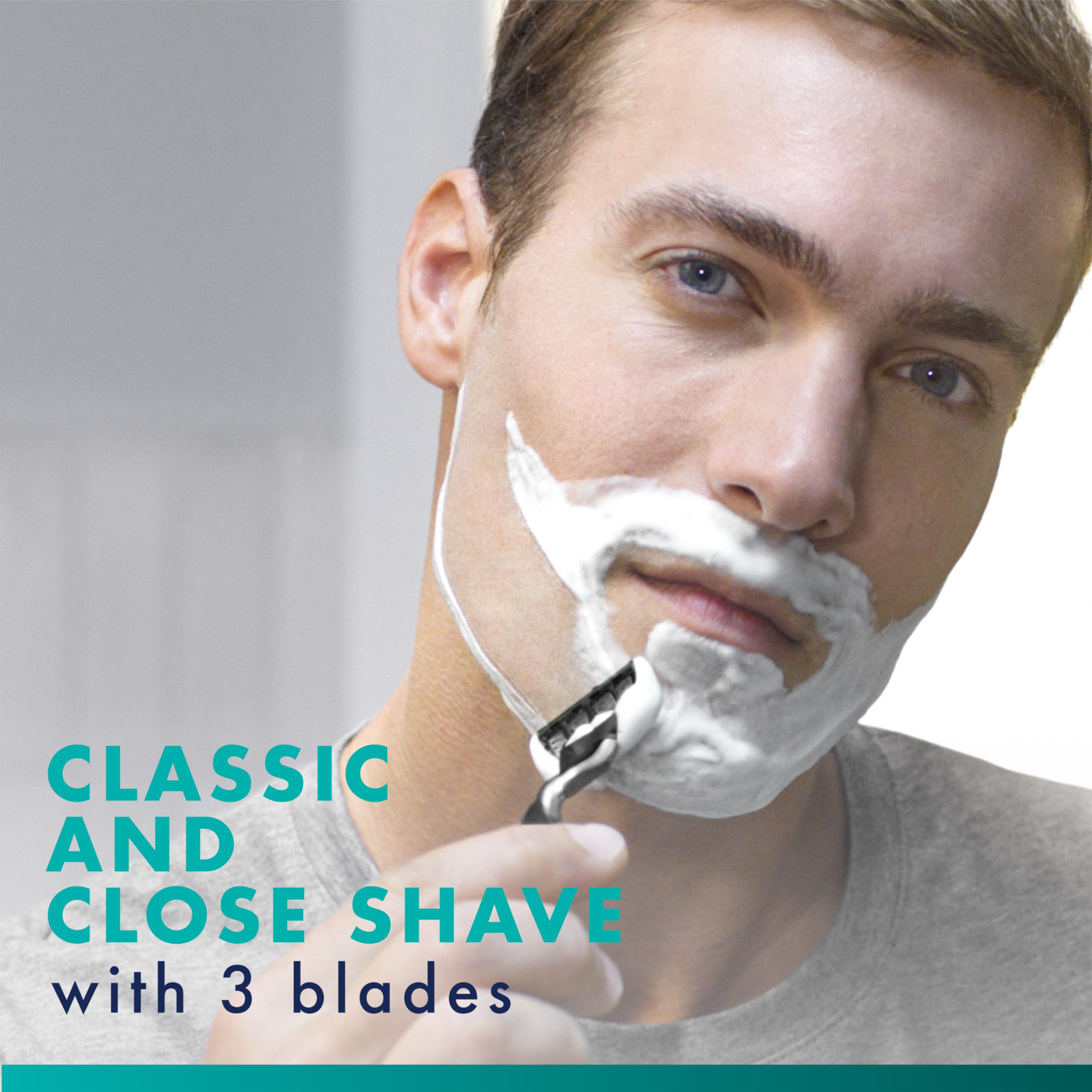 Gillette Mach3 refills beside a ruler showing compact size and travel friendliness