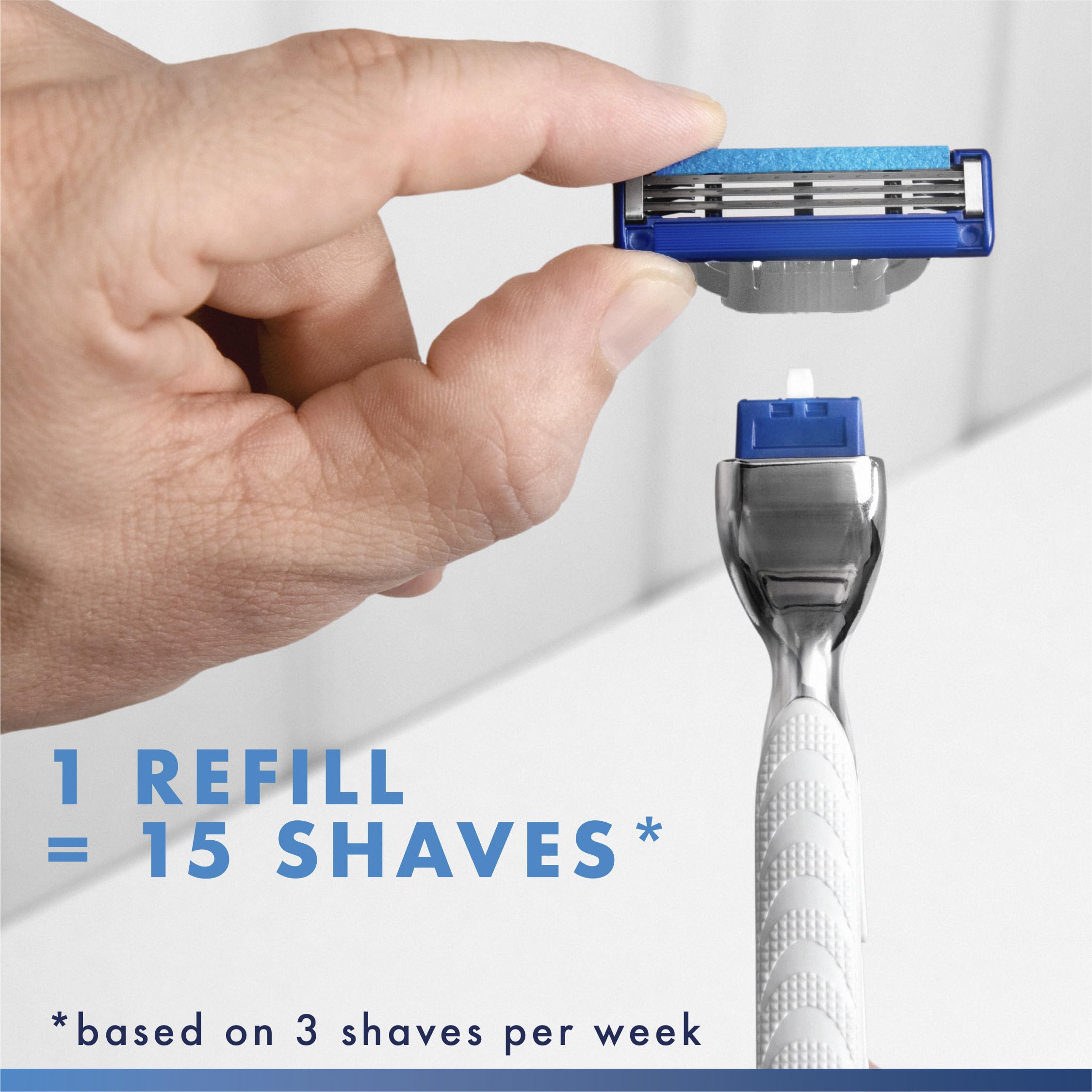 Gillette Mach3 Turbo shown in use shaving jawline with pivoting head for contouring benefit