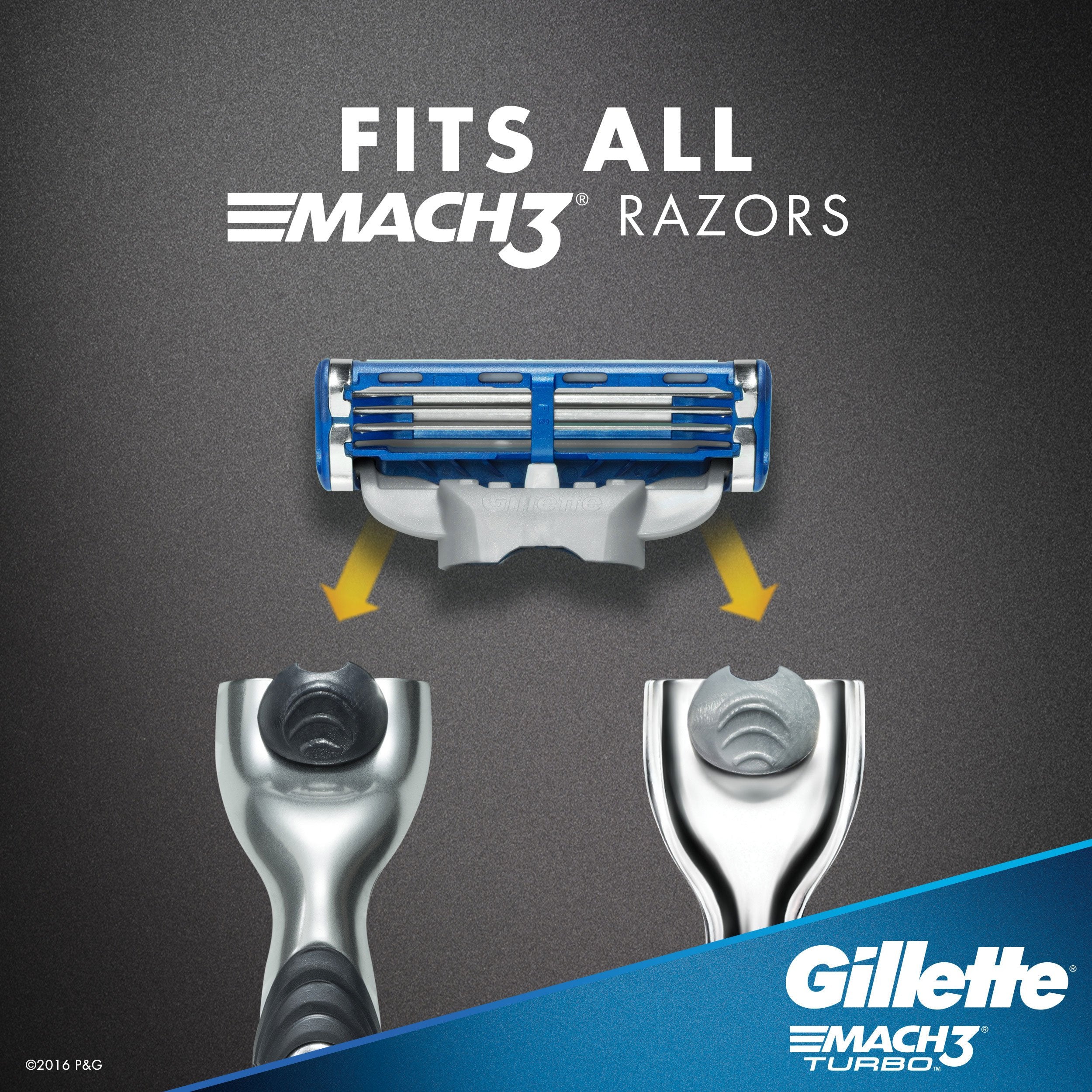 Gillette Mach3 Turbo side angle showing blade alignment for consistent shaving performance