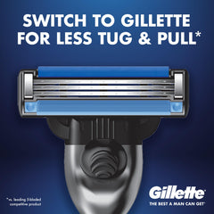 Gillette Mach3 Turbo single cartridge close-up highlighting smooth glide for fewer passes
