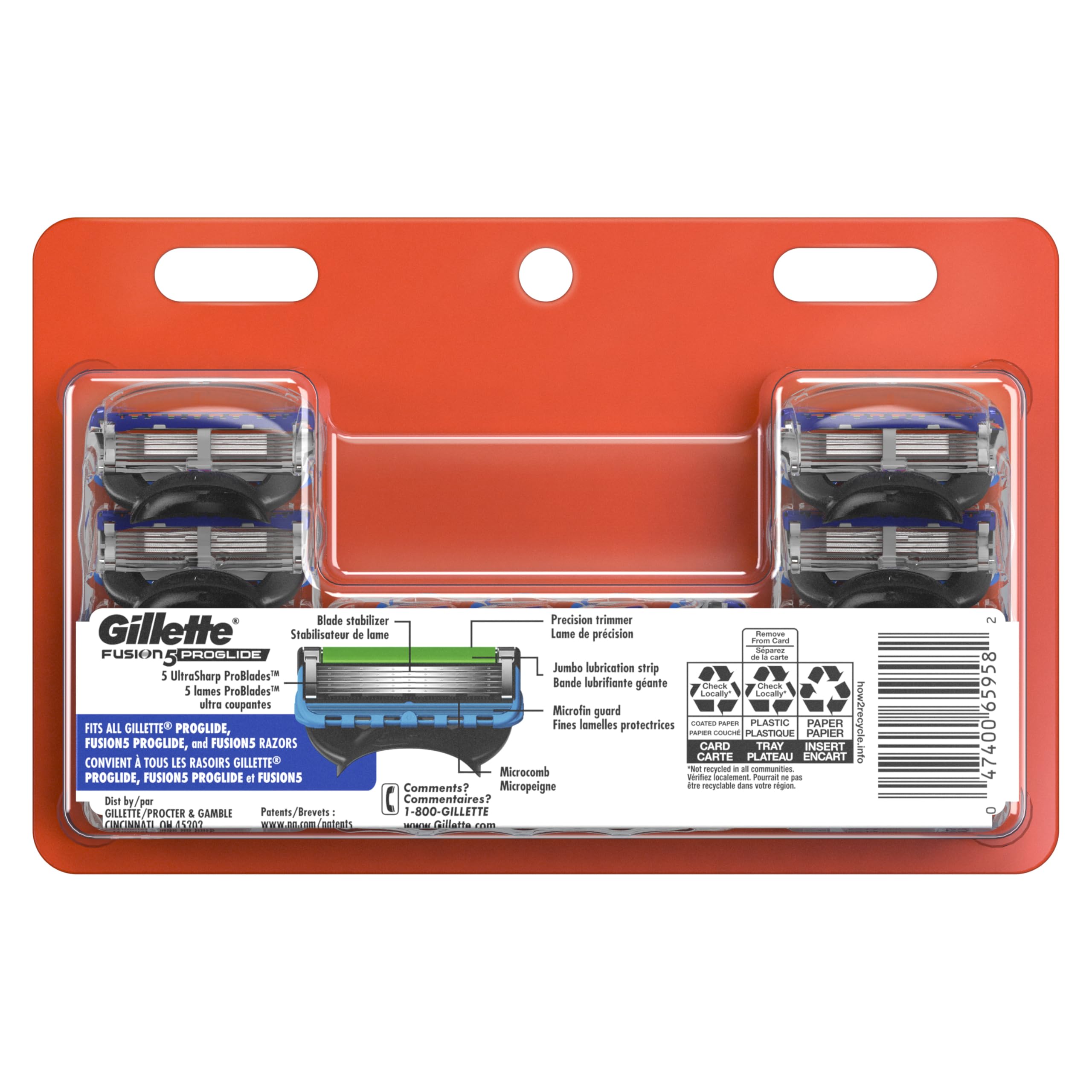 Gillette open pack displaying twelve refills for long-lasting supply benefit