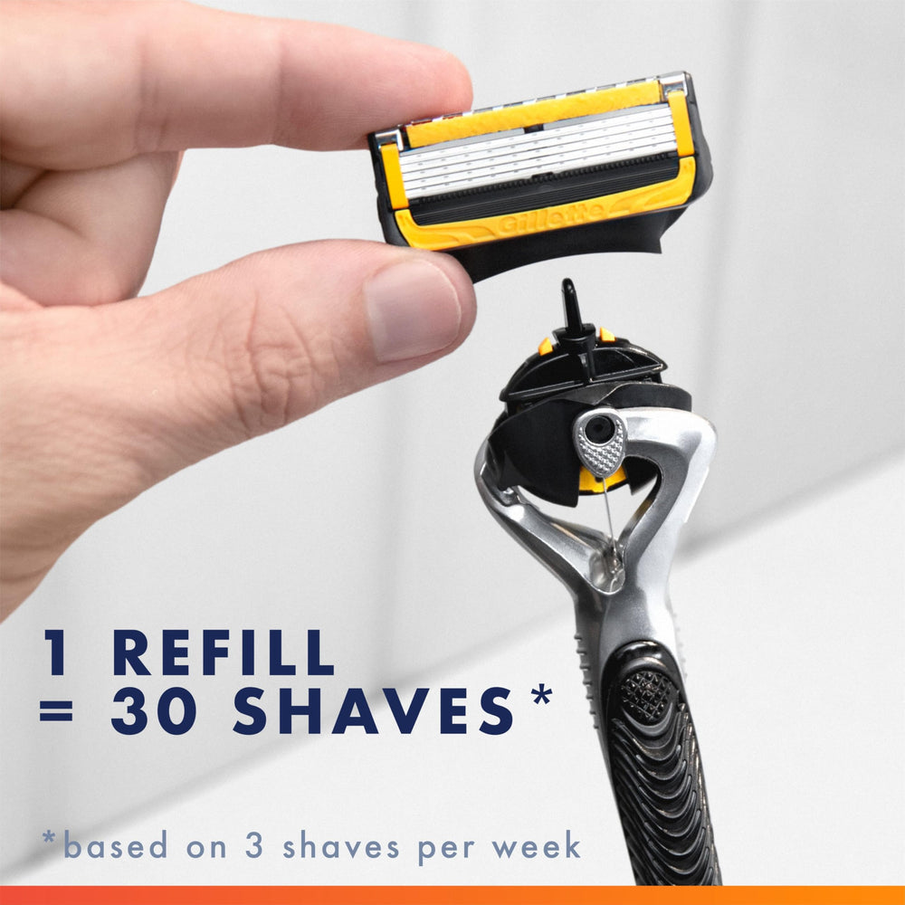 Gillette open packaging with refill highlighting included cartridge convenience