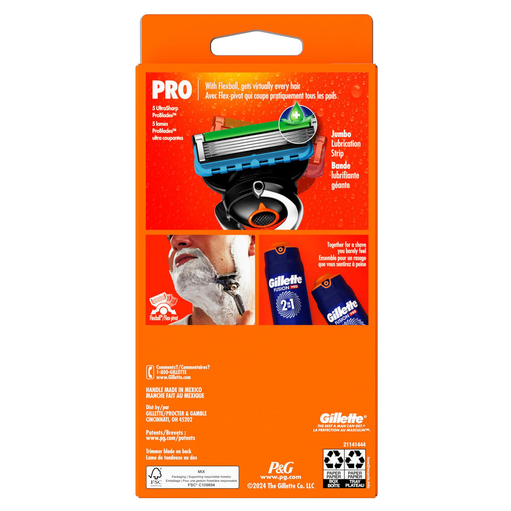 Gillette ProGlide disassembled parts showing cartridge and handle compatibility