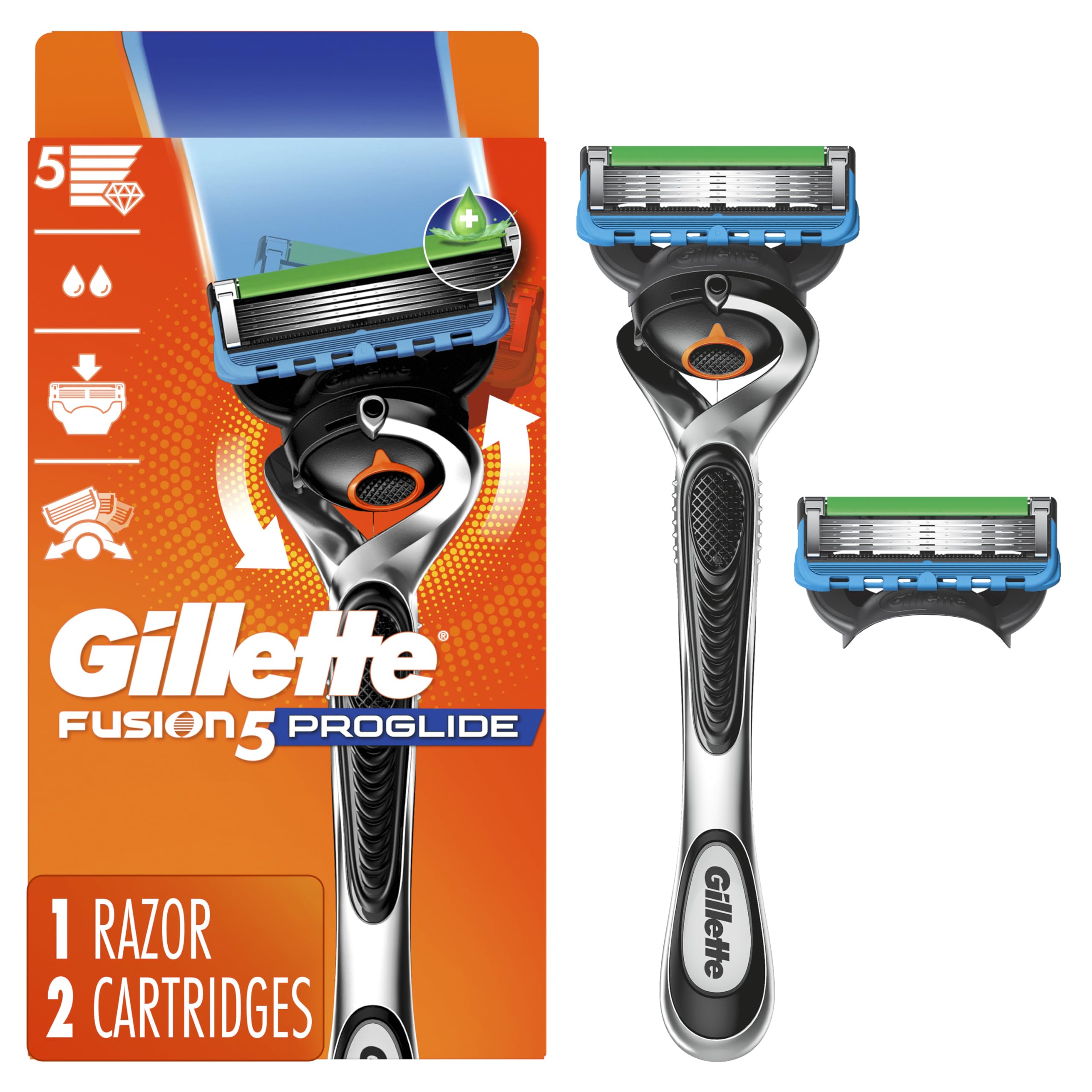 Gillette ProGlide front view handle and cartridge showing ergonomic benefit