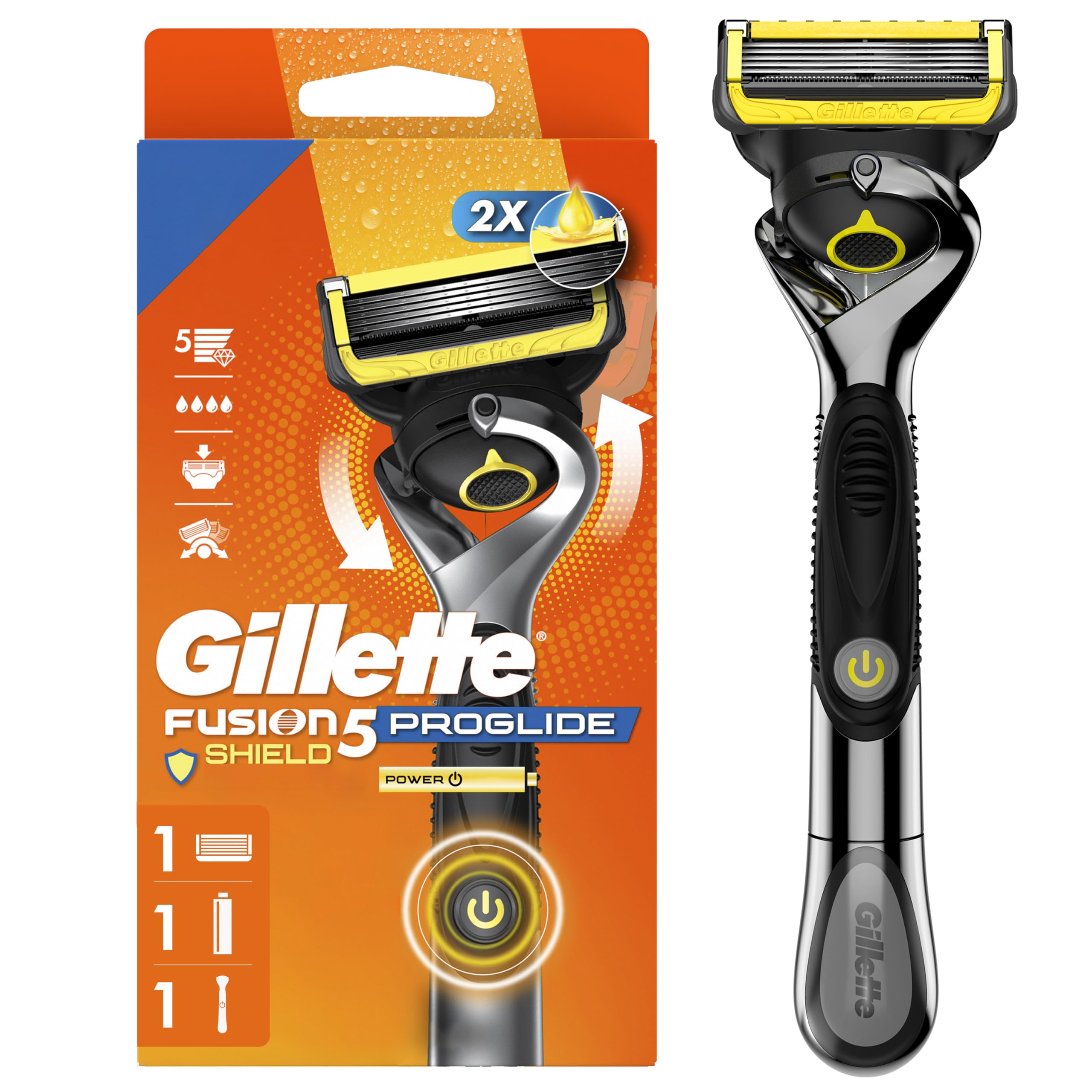 Gillette front packaging showing product and benefits for clearer choice