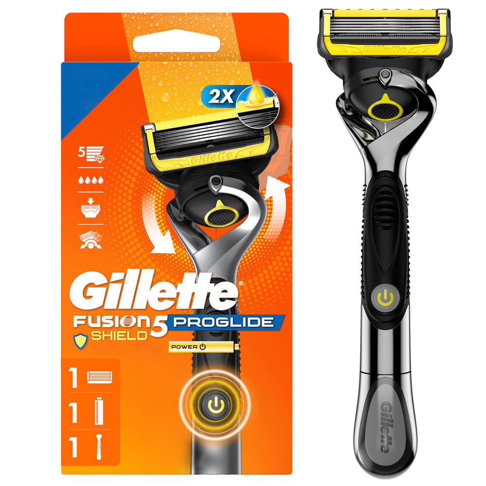 Gillette front packaging showing product and benefits for clearer choice