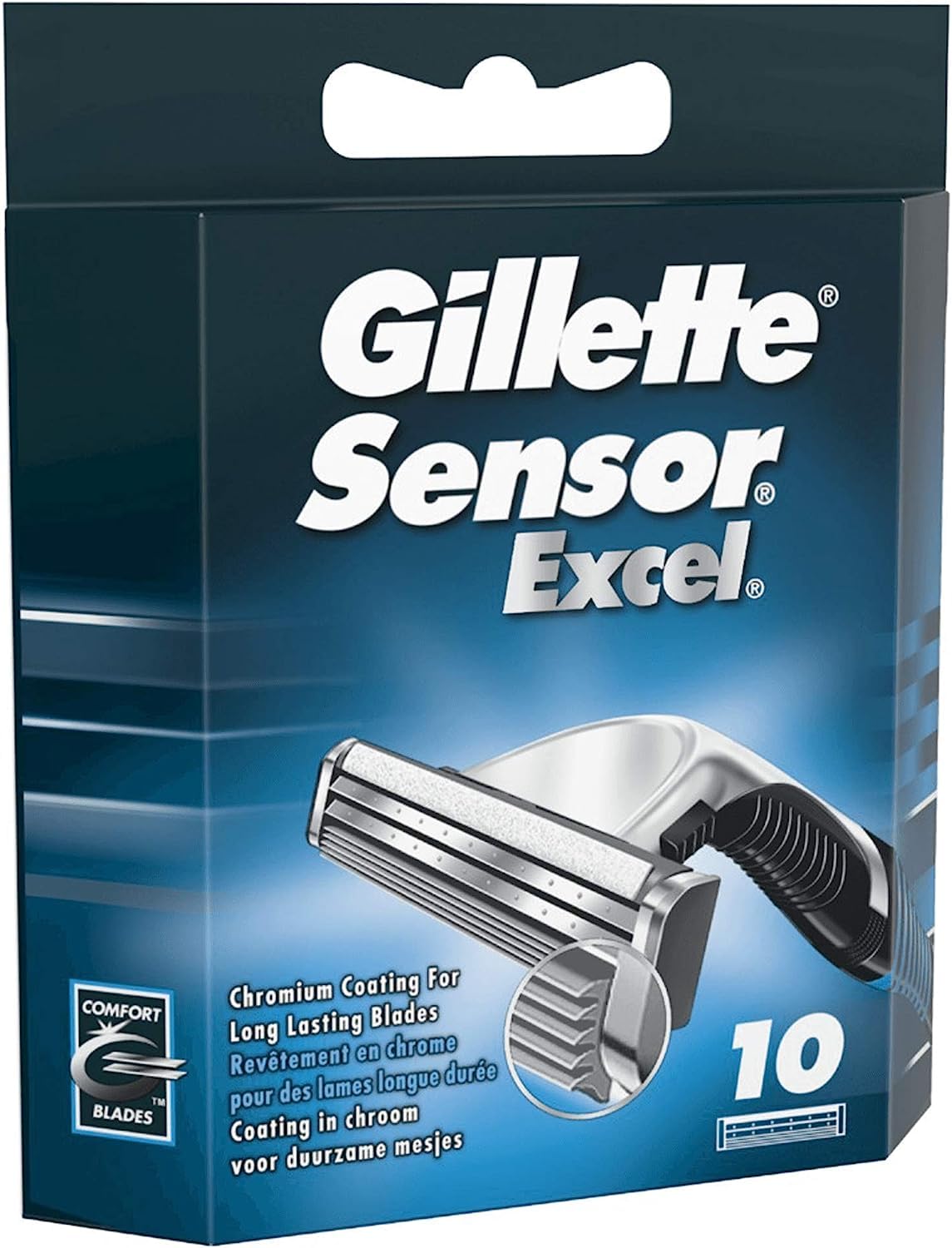 Gillette Sensor Excel close-up of twin blades and microfins highlighting shaving comfort
