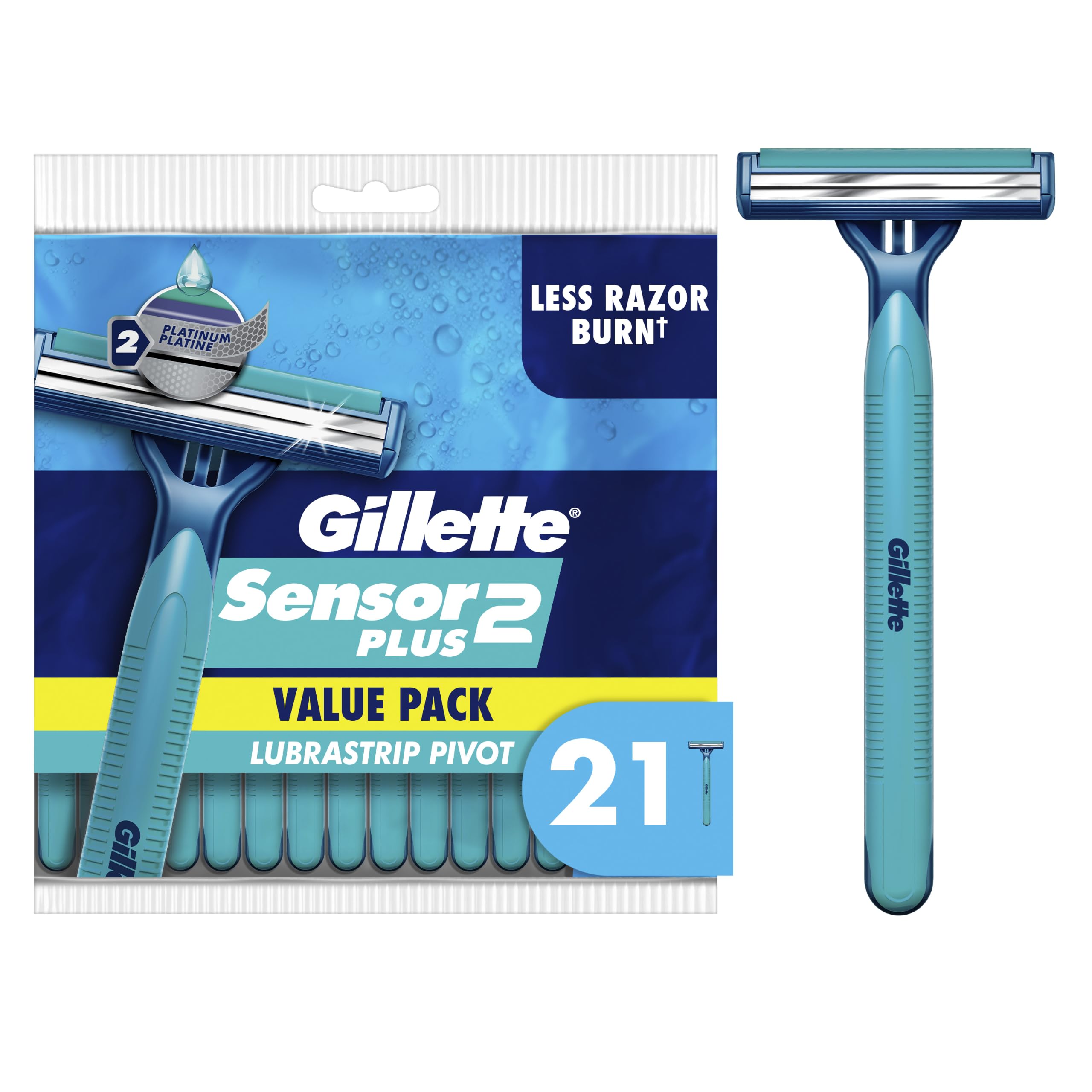 Gillette Sensor2 front packaging showing 21-razor value pack for convenient supply