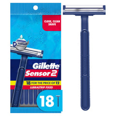 Gillette Sensor2 front packaging showing 18-count pack and convenience