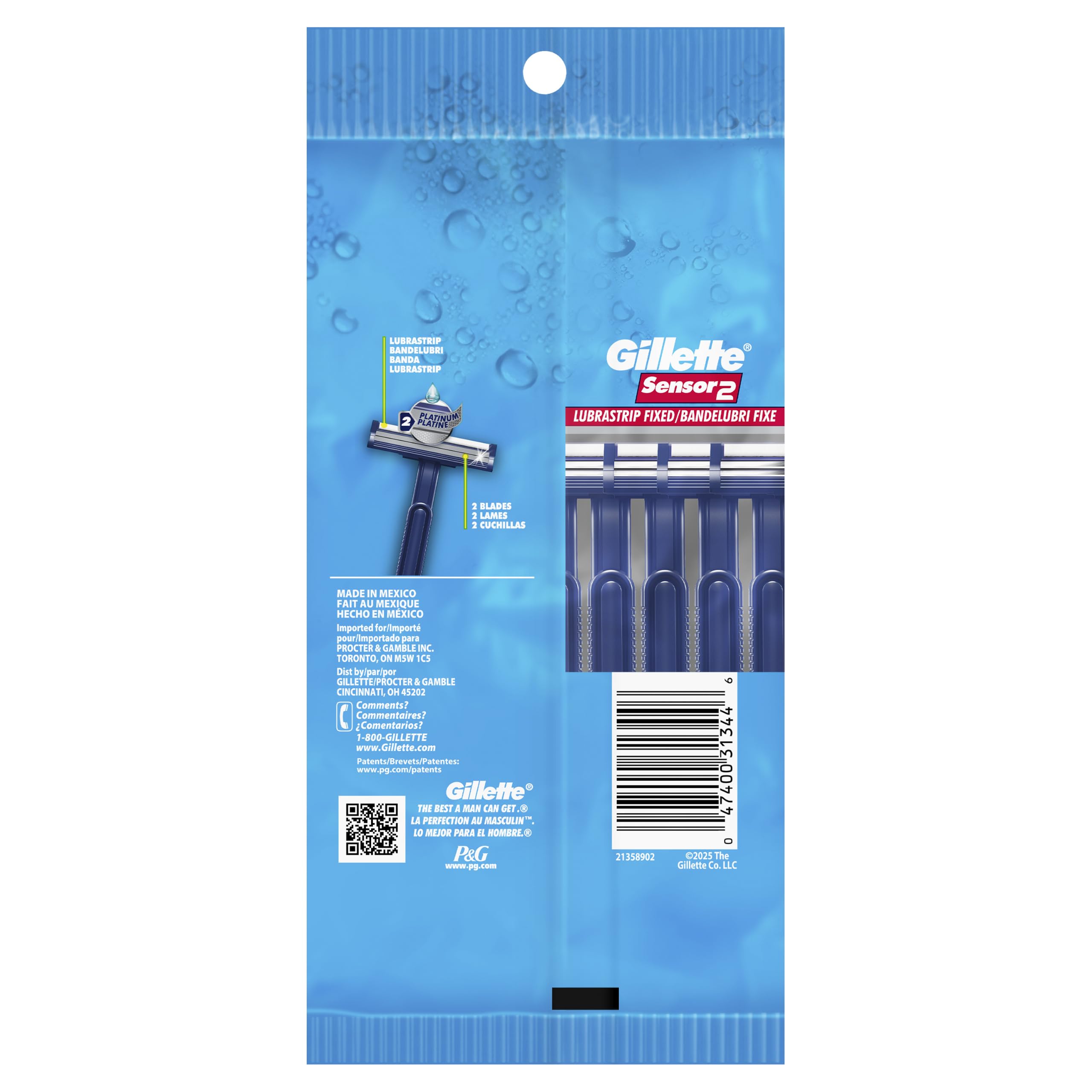 Gillette Sensor2 lubrastrip detail wet and active to improve glide