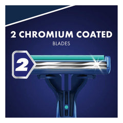 Gillette Sensor2 Plus Lubrastrip detail with chromium blades for better glide