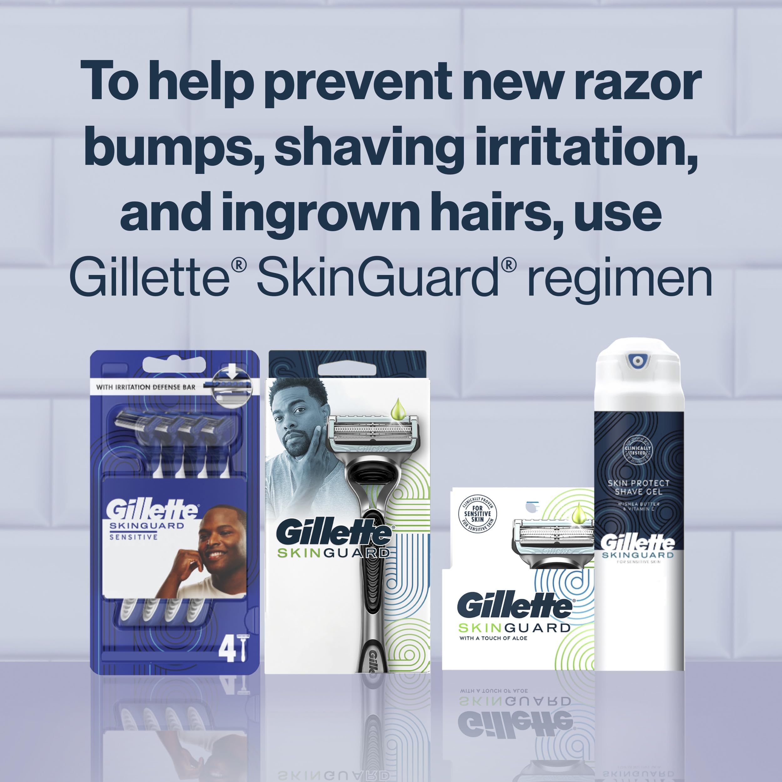 Gillette SkinGuard held in hand for size scale and simple blade replacement