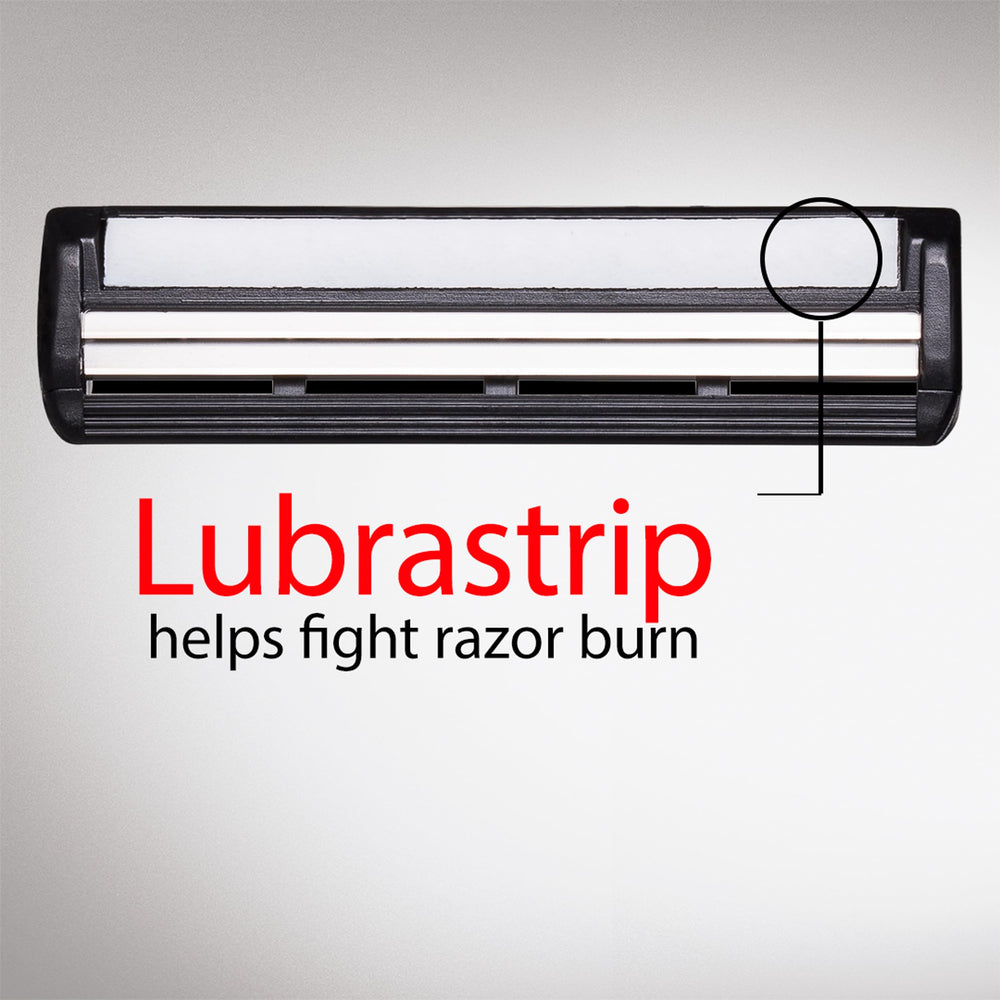 Detail view of Gillette TRAC II Plus lubrastrip showing added glide and comfort