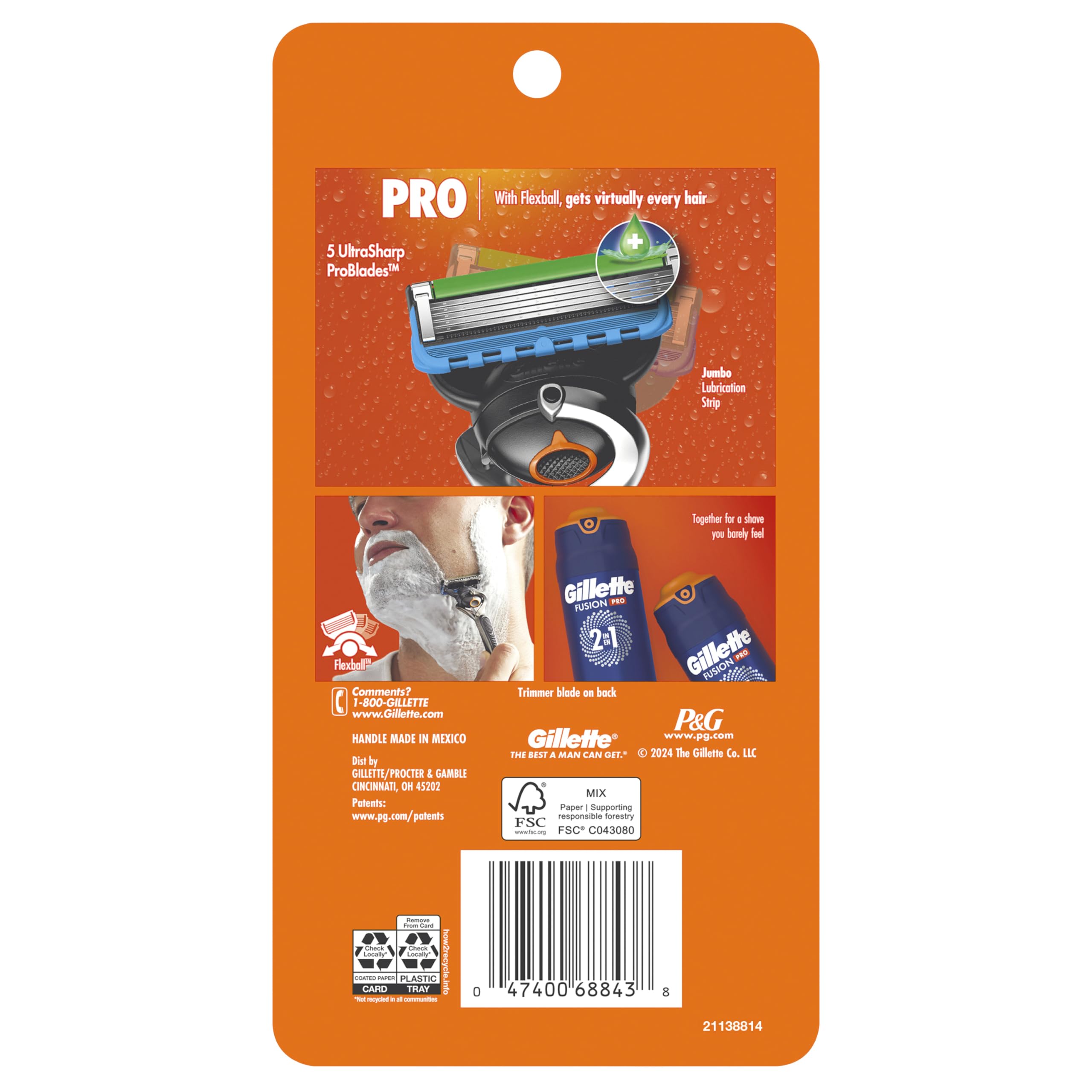 Gillette travel ready case with razor and refills for portability