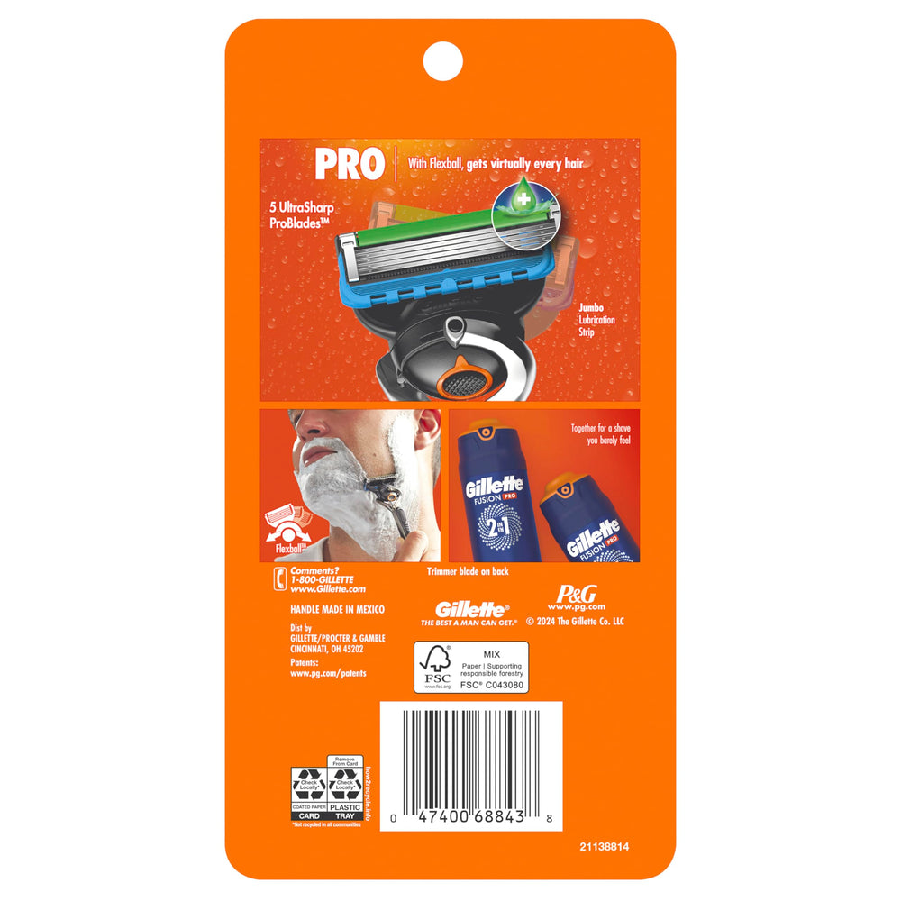 Gillette travel ready case with razor and refills for portability