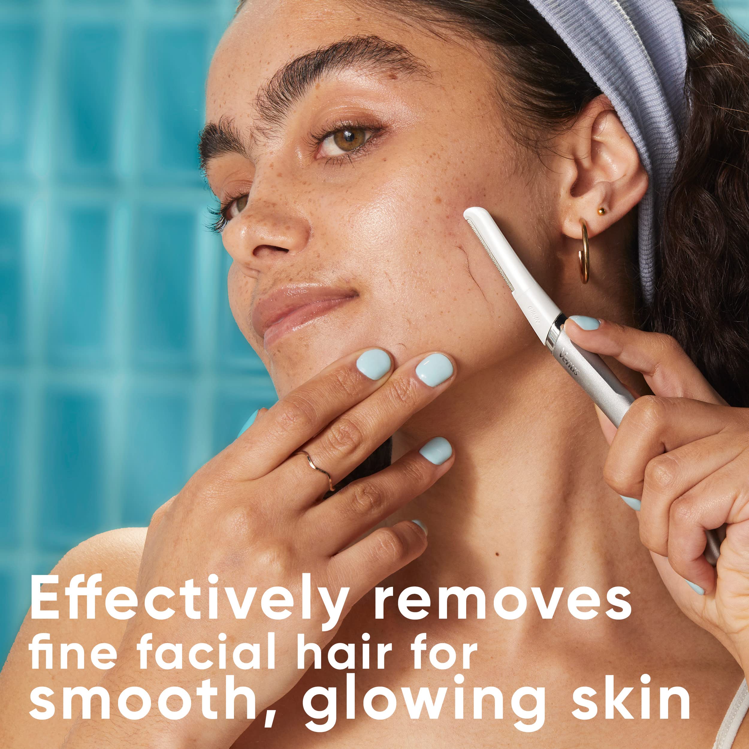Gillette Venus correct angle on cheek illustrating safe exfoliation technique