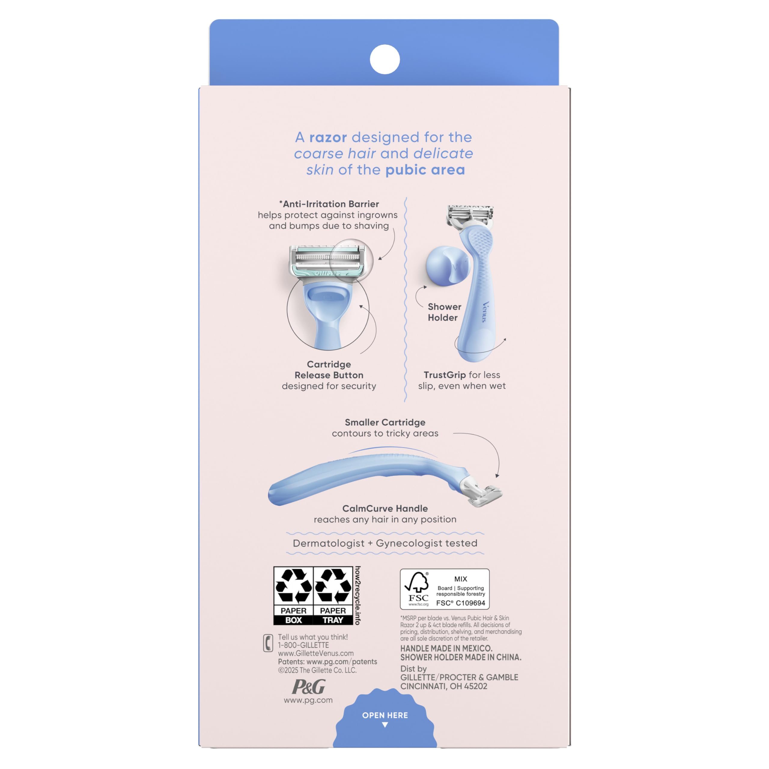 Gillette Venus razor stored in bathroom shelf setup for convenient everyday access
