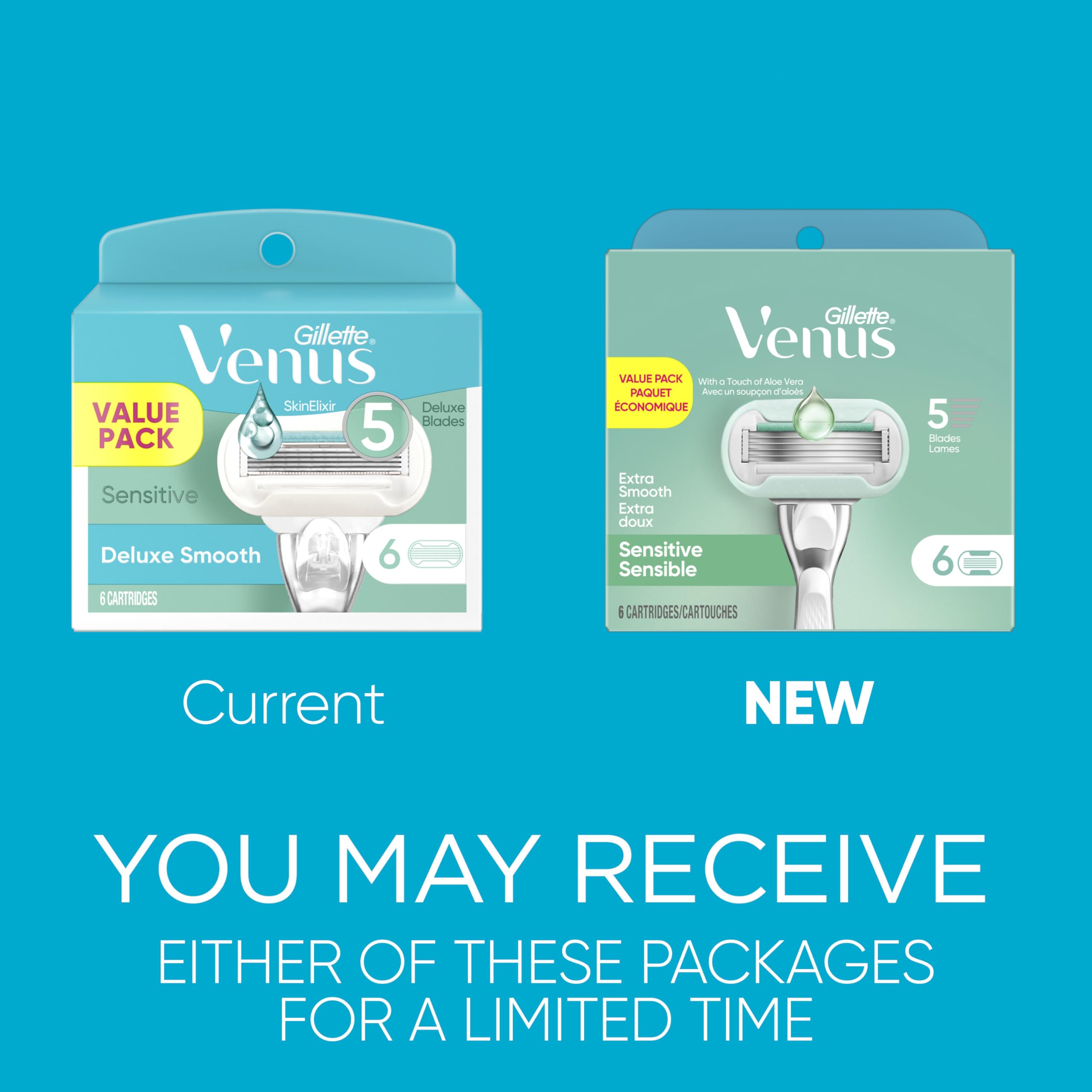 Gillette Venus close-up of five blades highlighting a smoother shave benefit