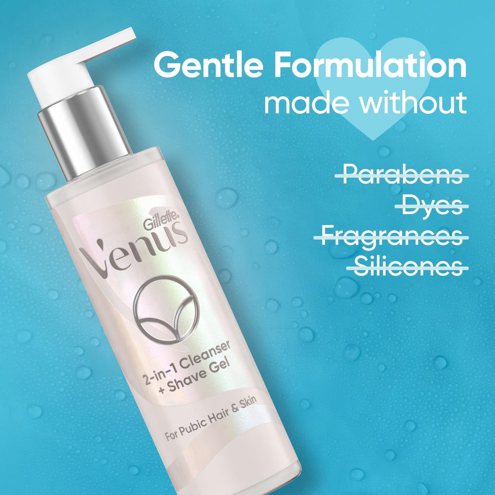 Gillette Venus cleanser dispensing on finger for gentle application