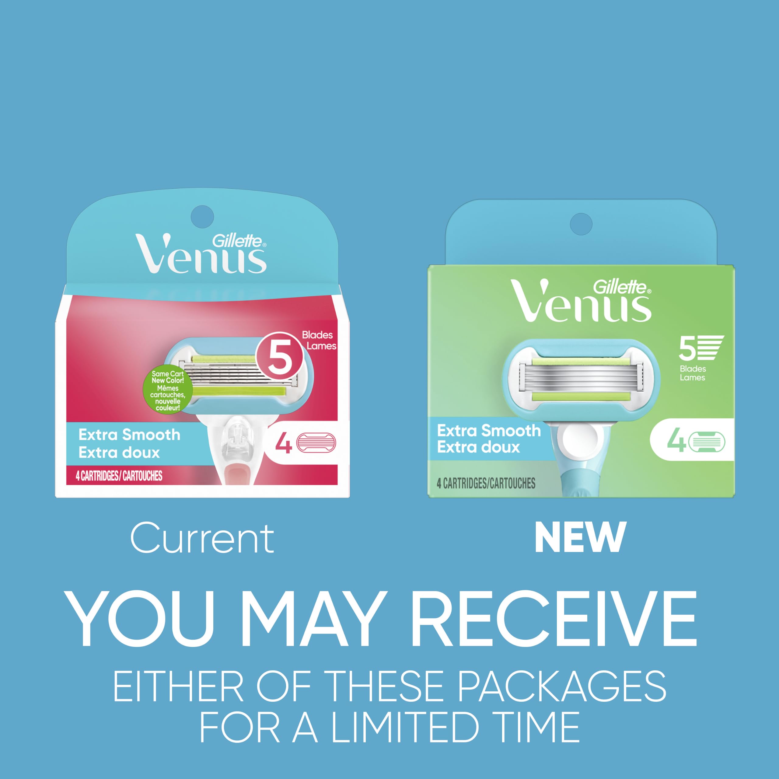 Gillette Venus close-up of blade edges showing five blades for a closer shave benefit