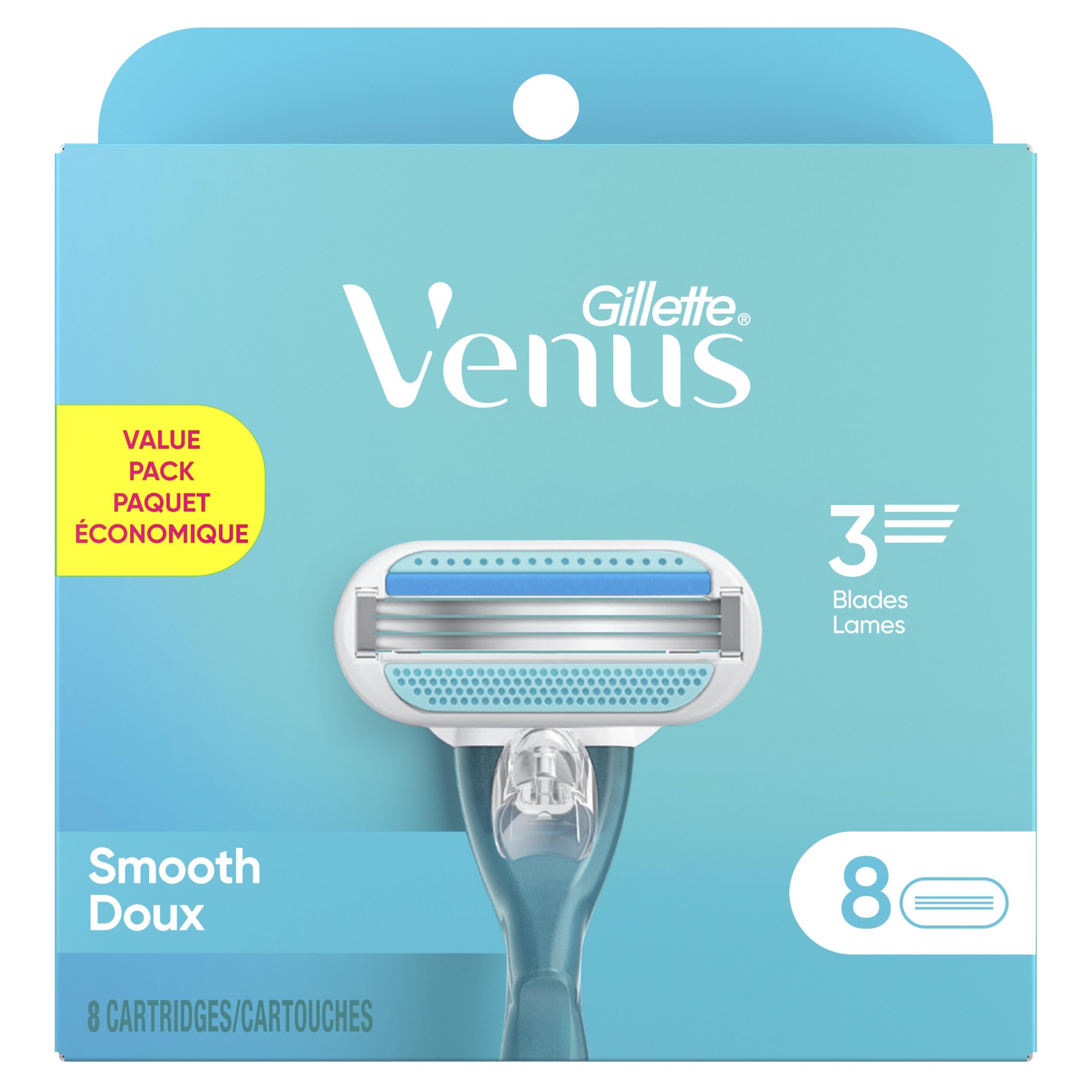 Gillette Venus close-up of three blades delivering efficient hair removal