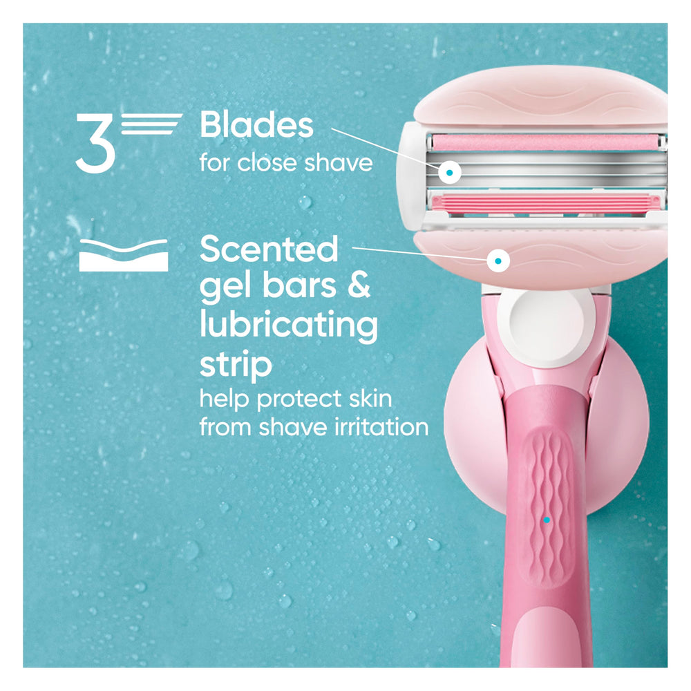Gillette Venus close-up of three blades offering a closer smoother shave