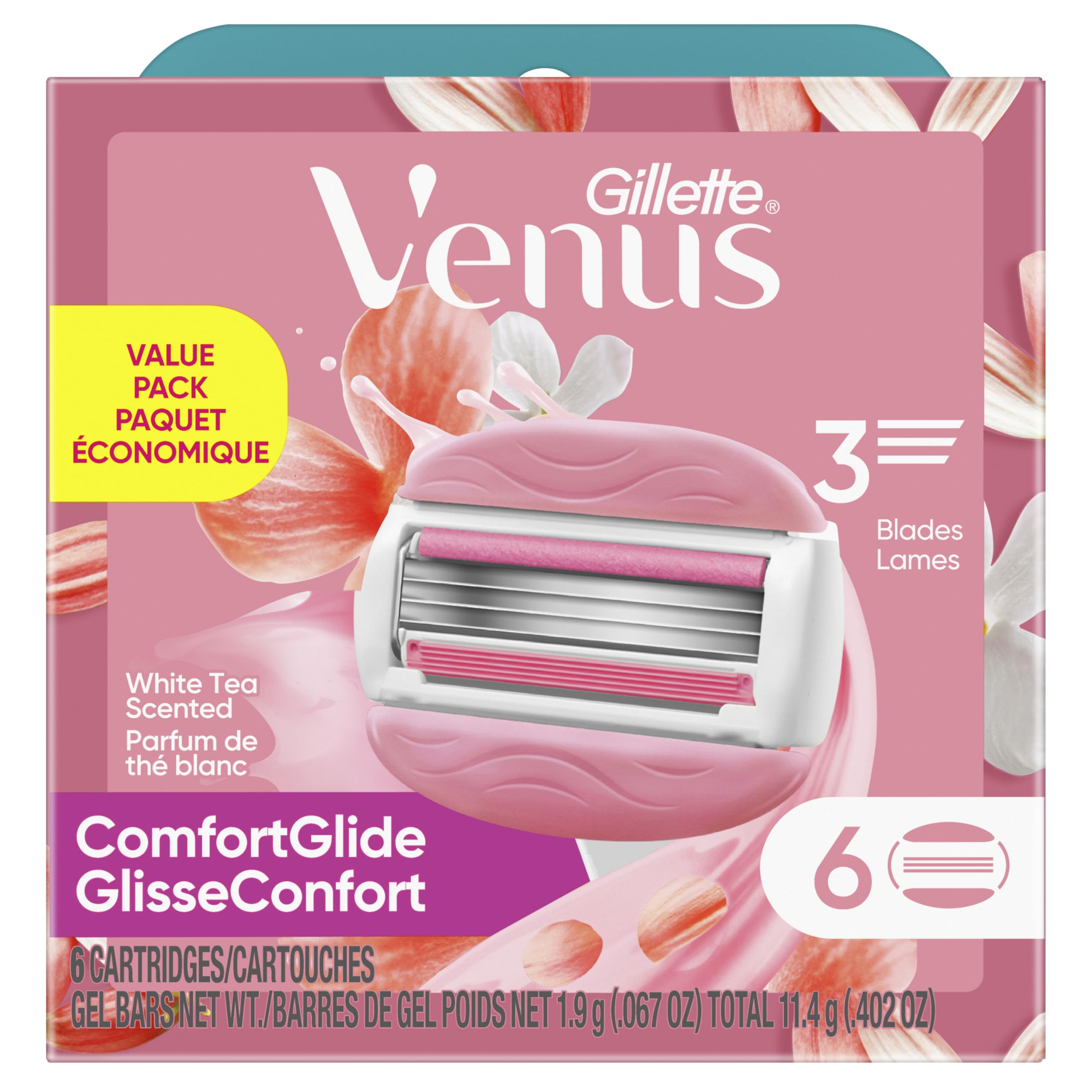 Gillette Venus white tea scent visual suggesting refreshing aromatic shave