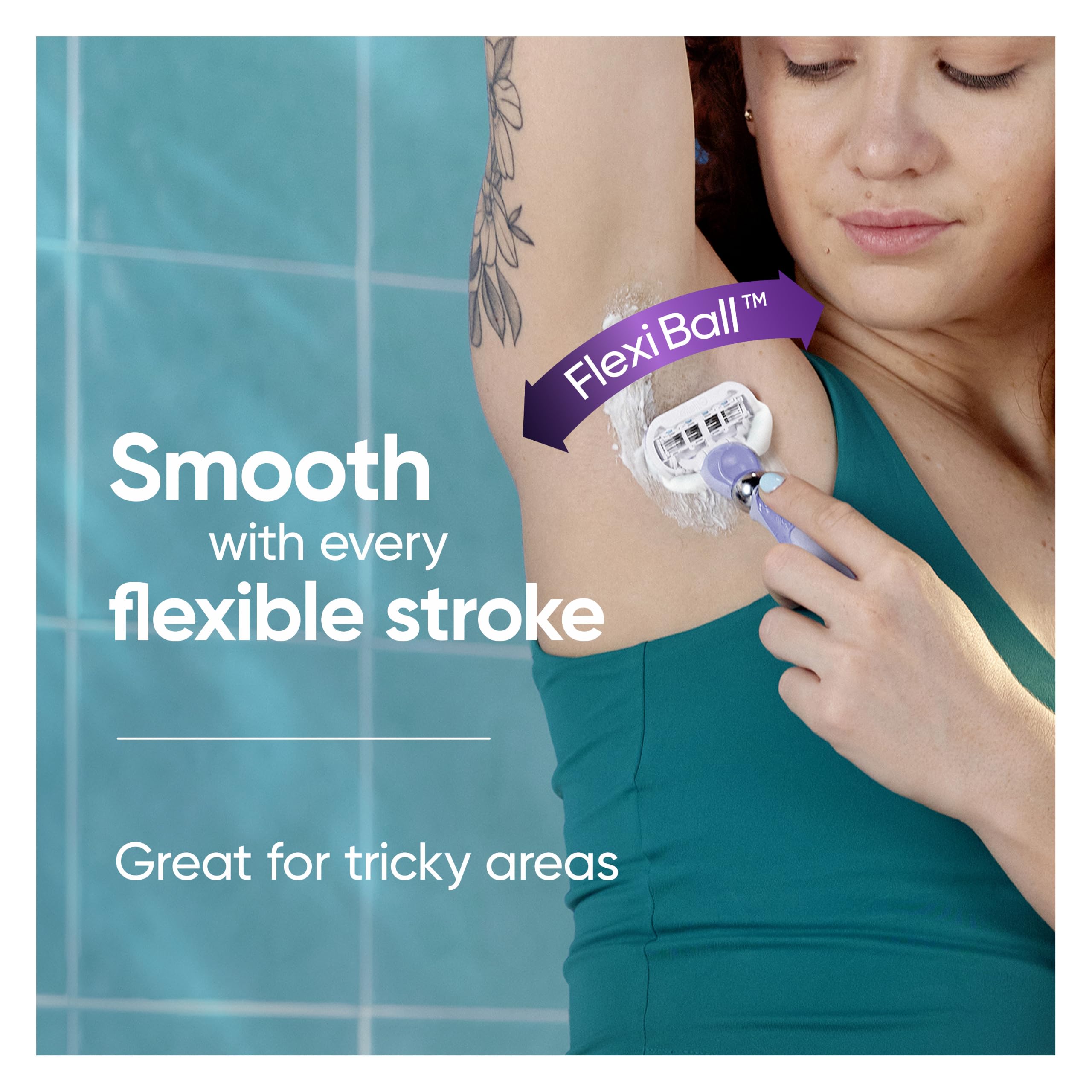 Gillette Venus five-blade cartridge close-up highlighting precise cutting performance