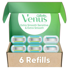 Gillette Venus front packaging showing refill variety and convenience