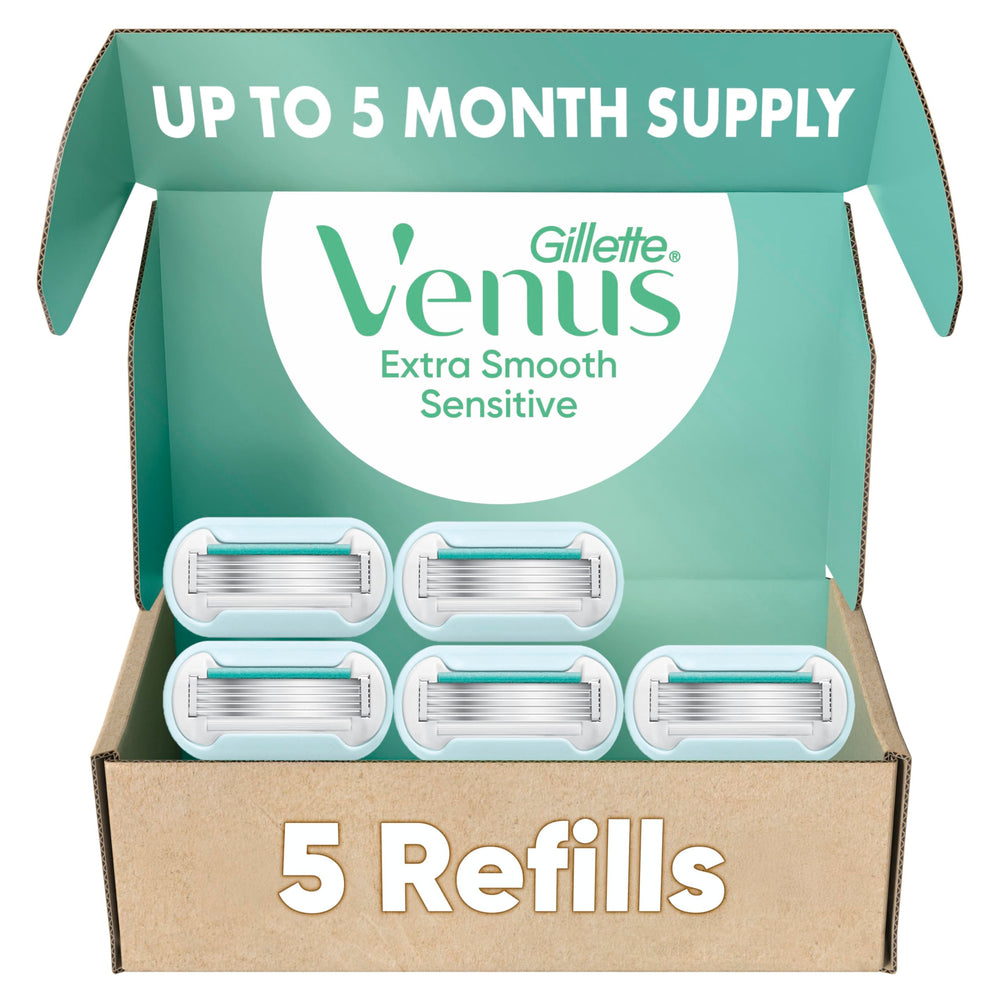 Gillette Venus front packaging showing five refills and clear product benefit