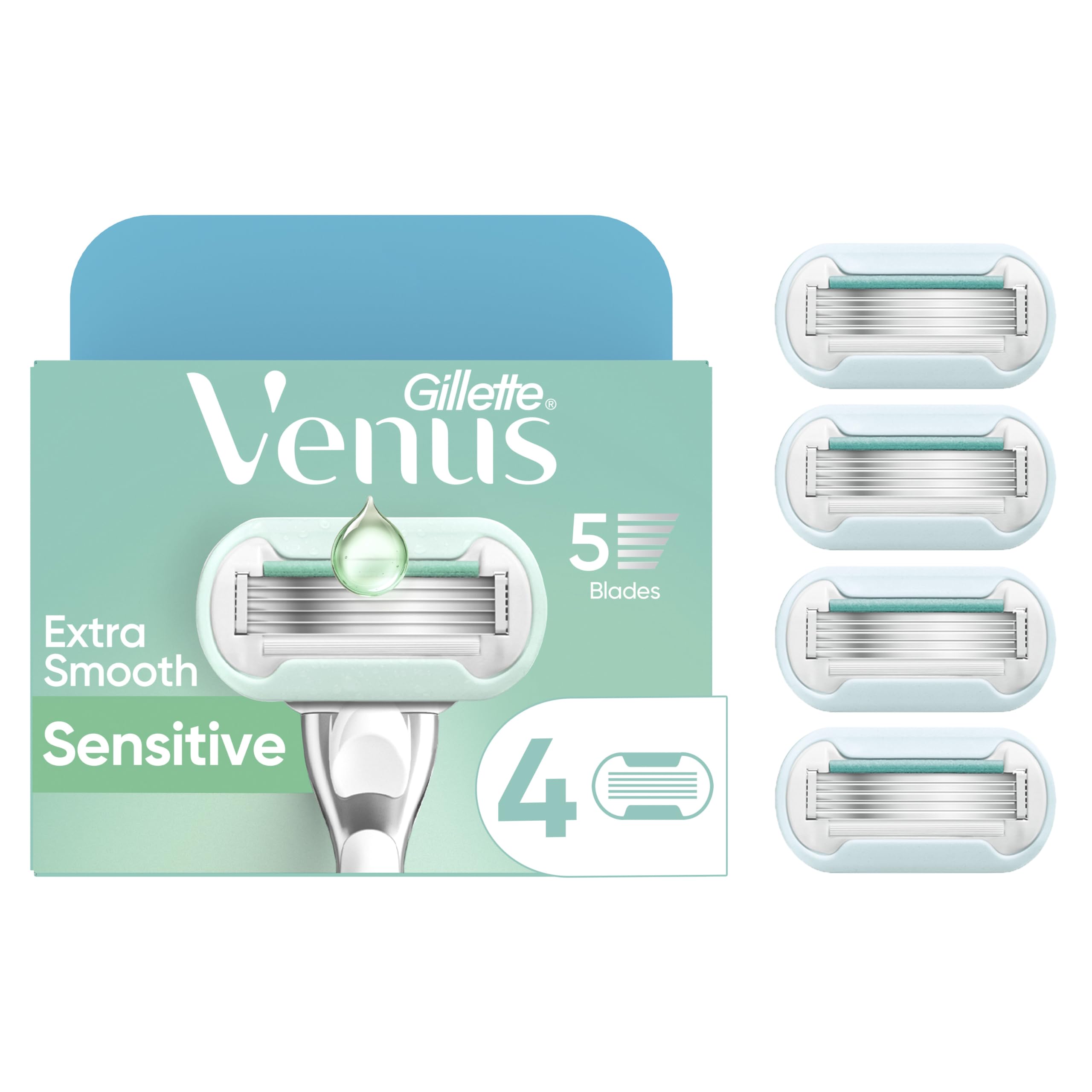 Gillette Venus front packaging showing four blade refills and gift-ready look