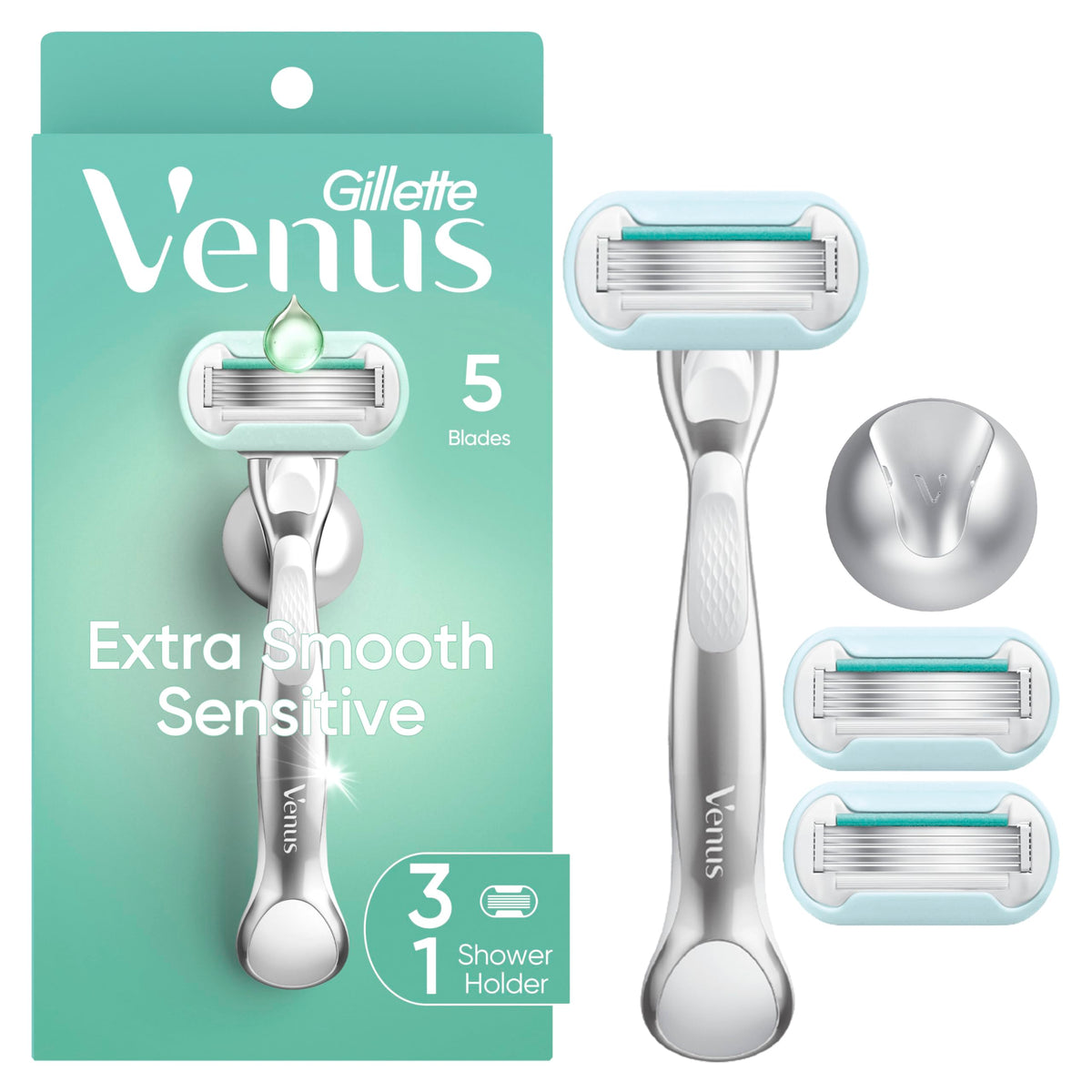 Gillette Venus front packaging showing contents and benefits