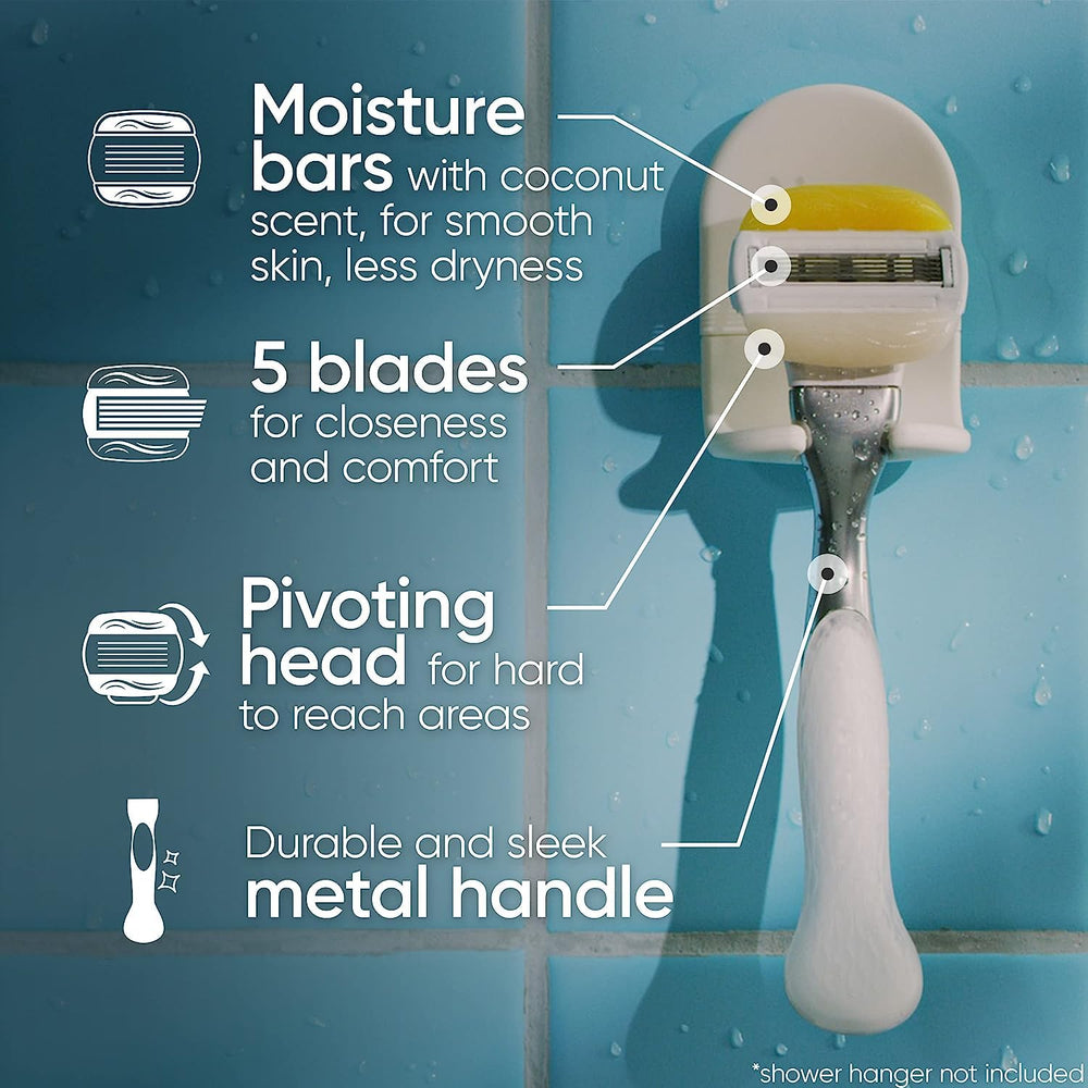 Gillette Venus metal handle closeup highlighting secure ergonomic grip