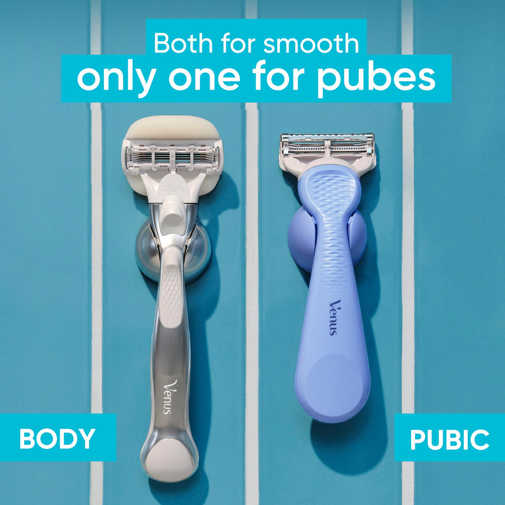 Gillette Venus refills held in hand to show compact size and control
