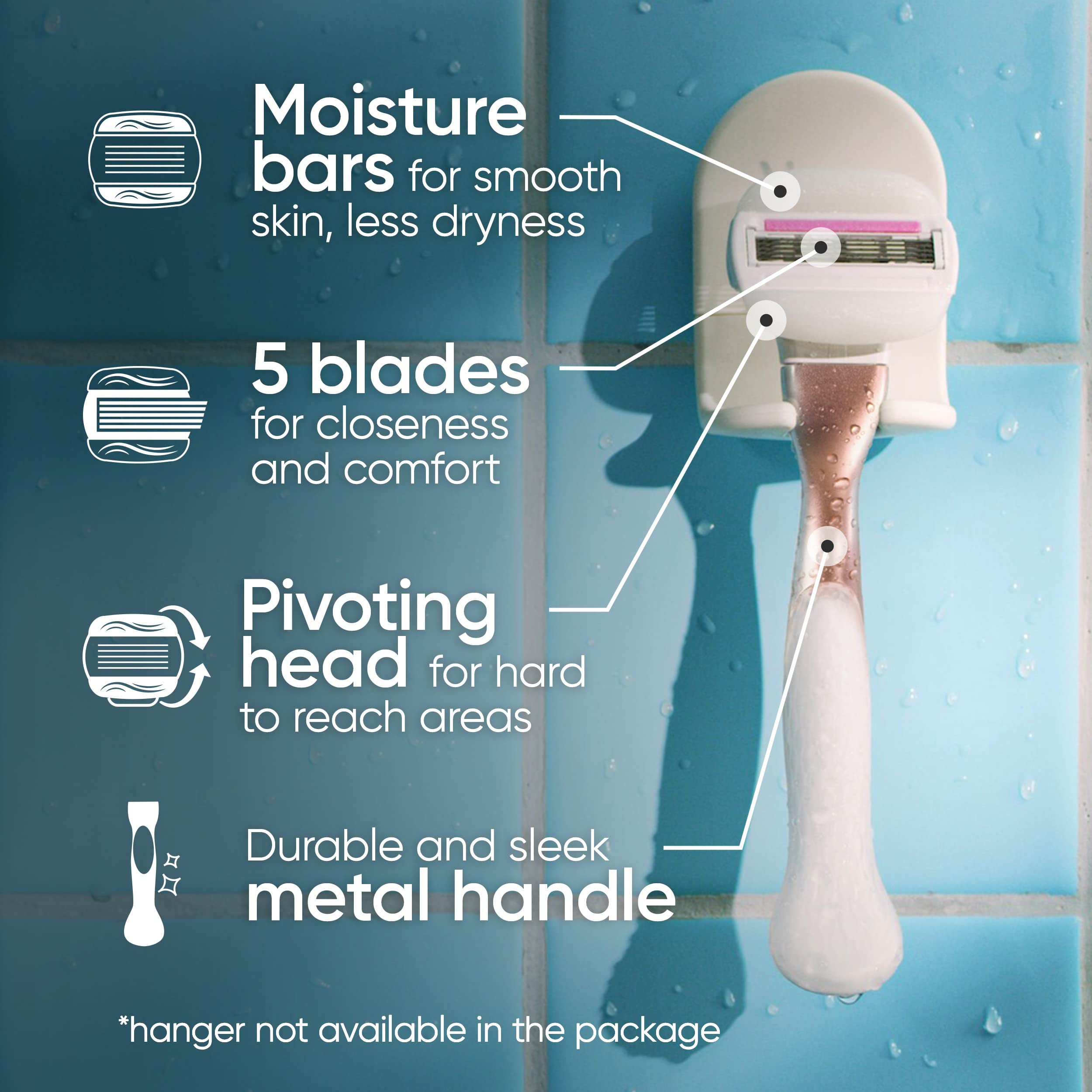Gillette Venus held in hand to show true size and ergonomic grip