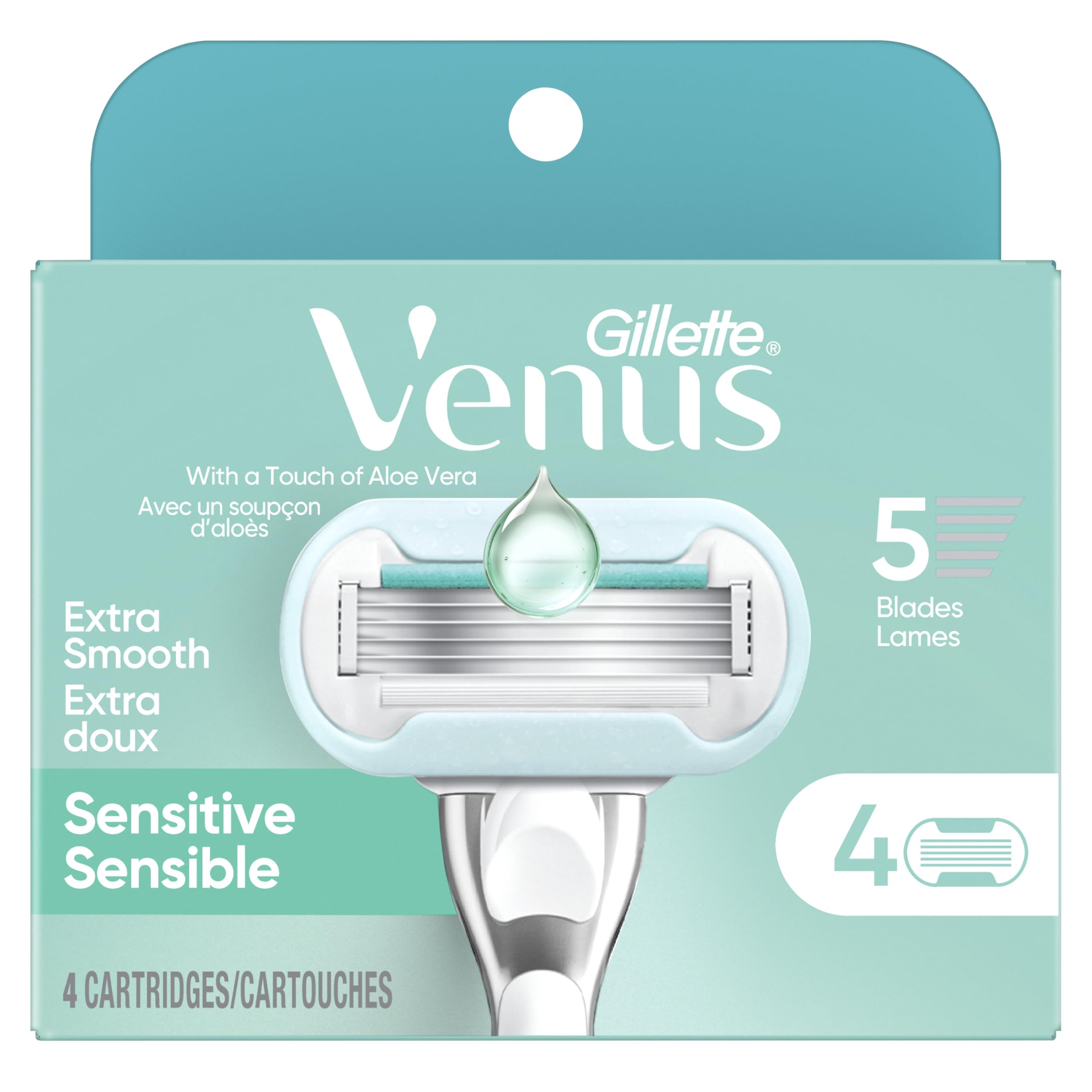 Gillette Venus razor in shower use highlighting wet-activated lubrastrip