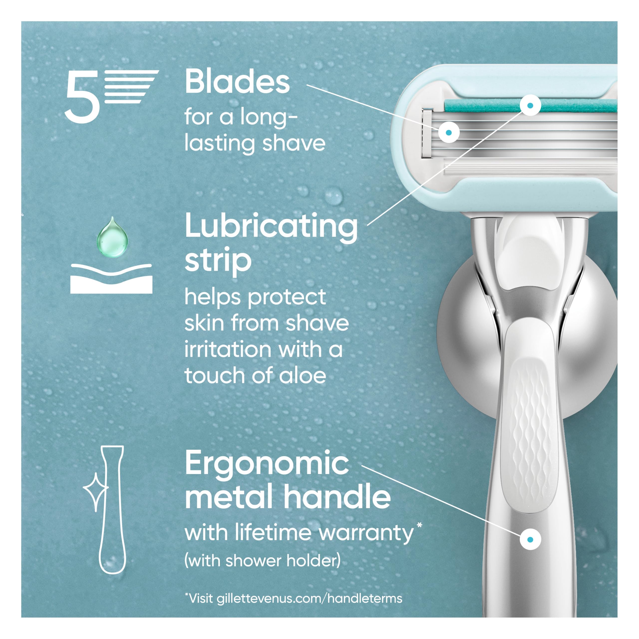 Gillette Venus close-up of weighted metal handle for better control