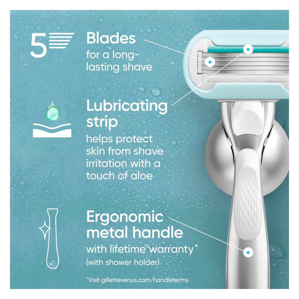 Gillette Venus close-up of weighted metal handle for better control