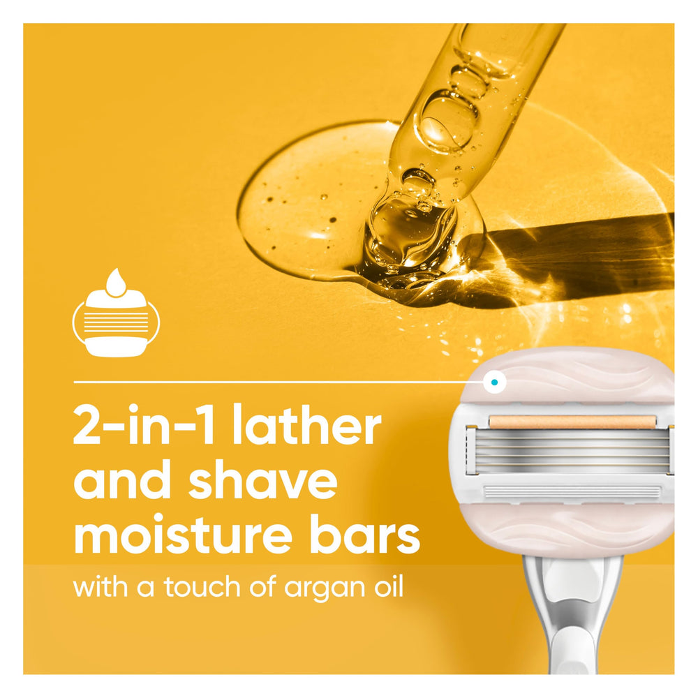 Gillette Venus cartridge clipped into a refillable handle for easy replacement
