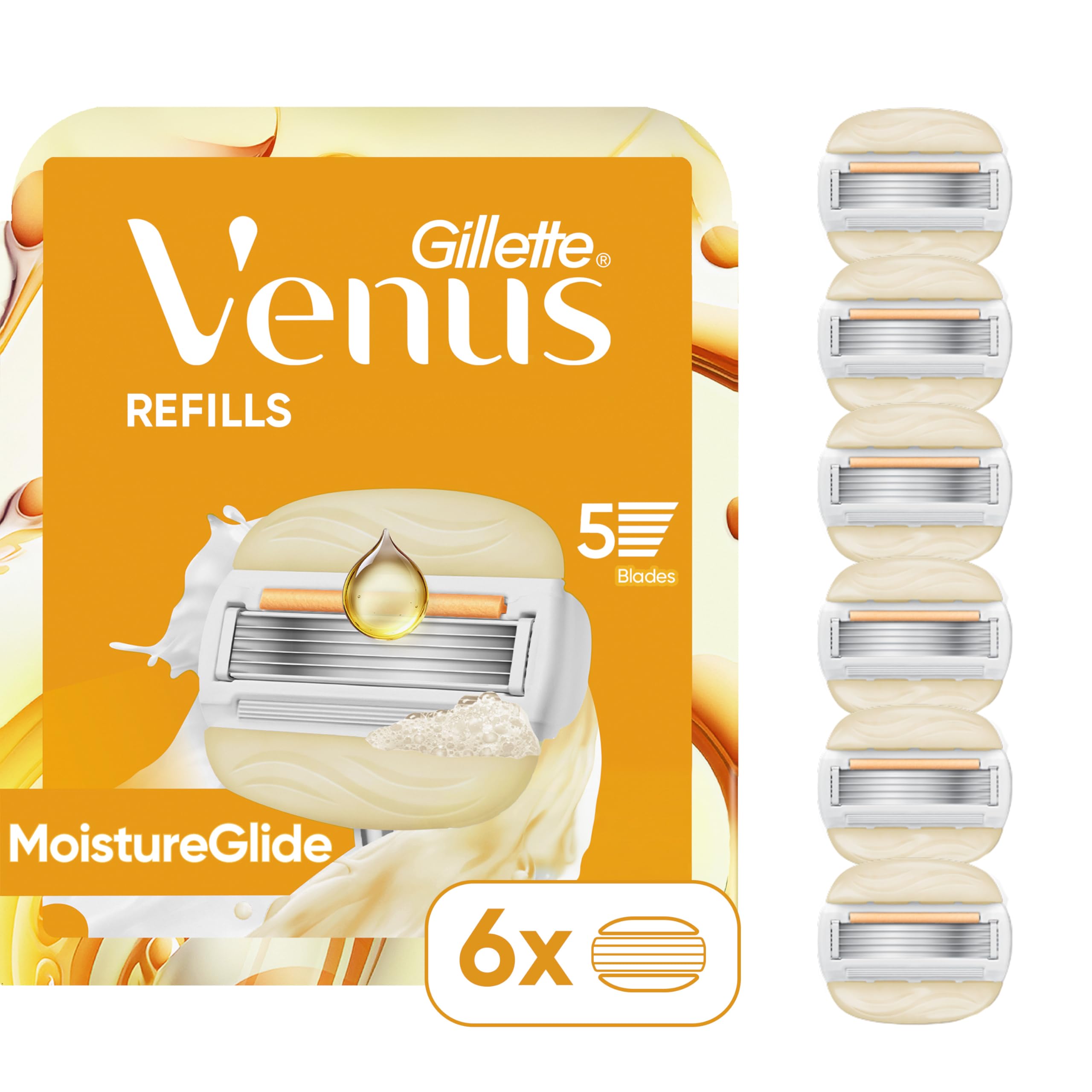 Gillette Venus ingredients label close-up highlighting argan oil and lubricants