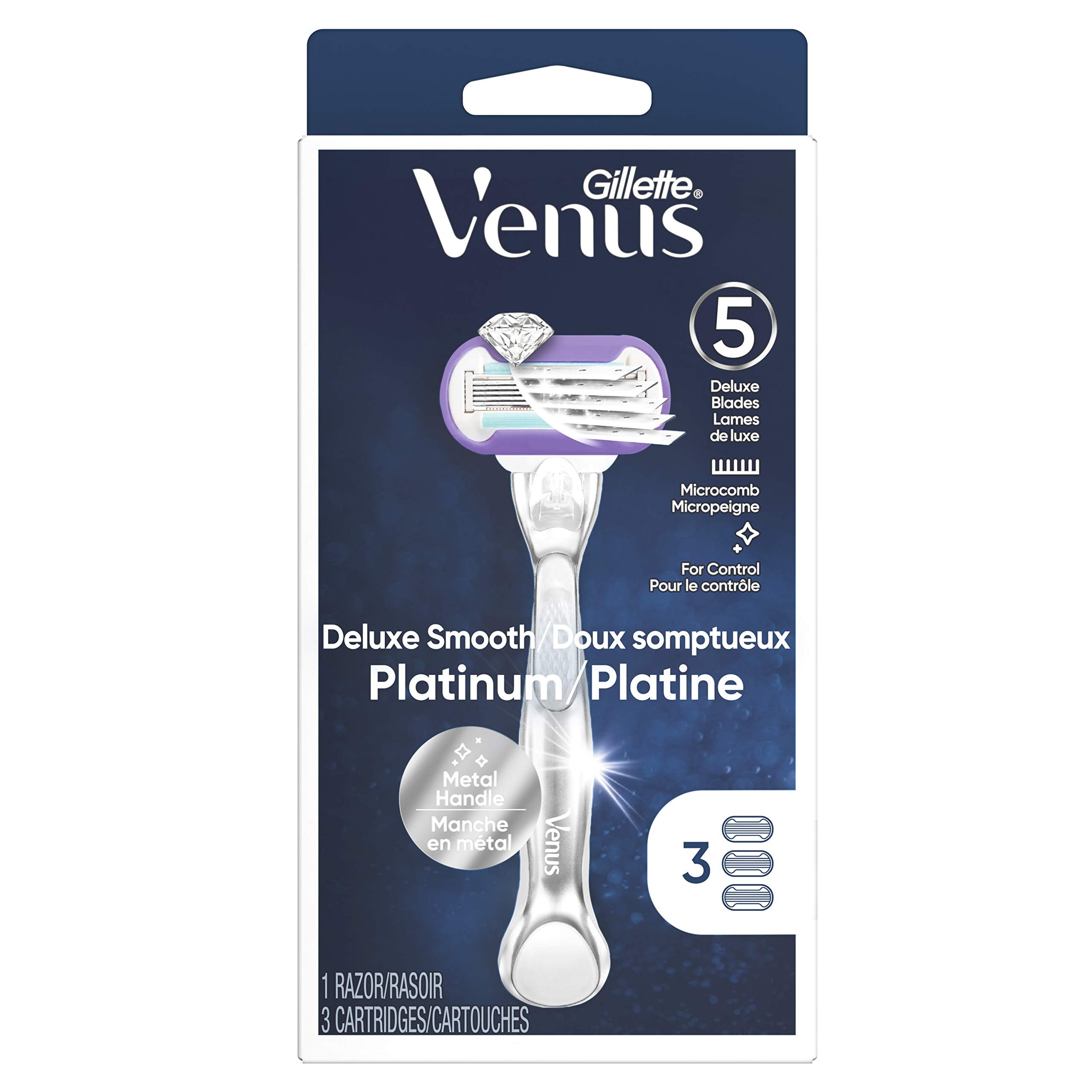 Gillette Venus razor held in hand demonstrating balanced weight and control