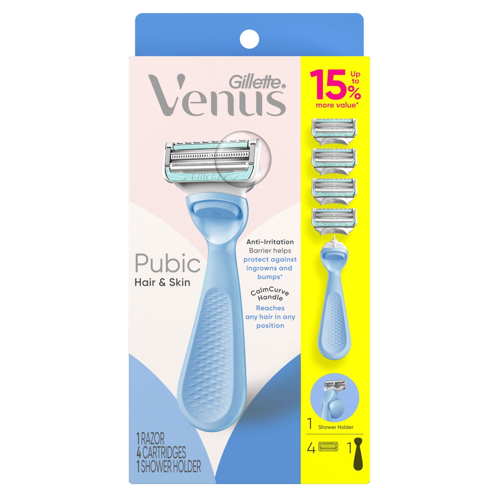 Four Gillette Venus refills lined up to show included replacement cartridges