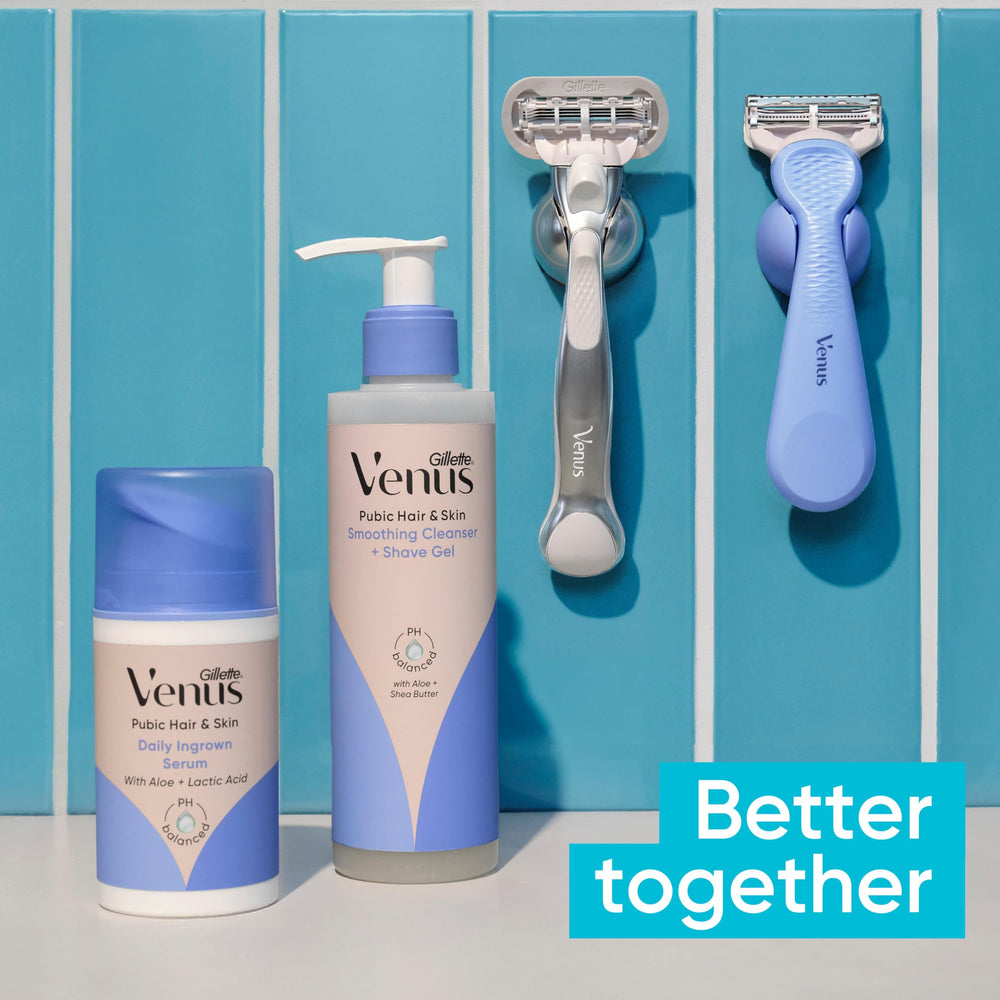 Gillette Venus refills with packaging and handle showing easy refill convenience