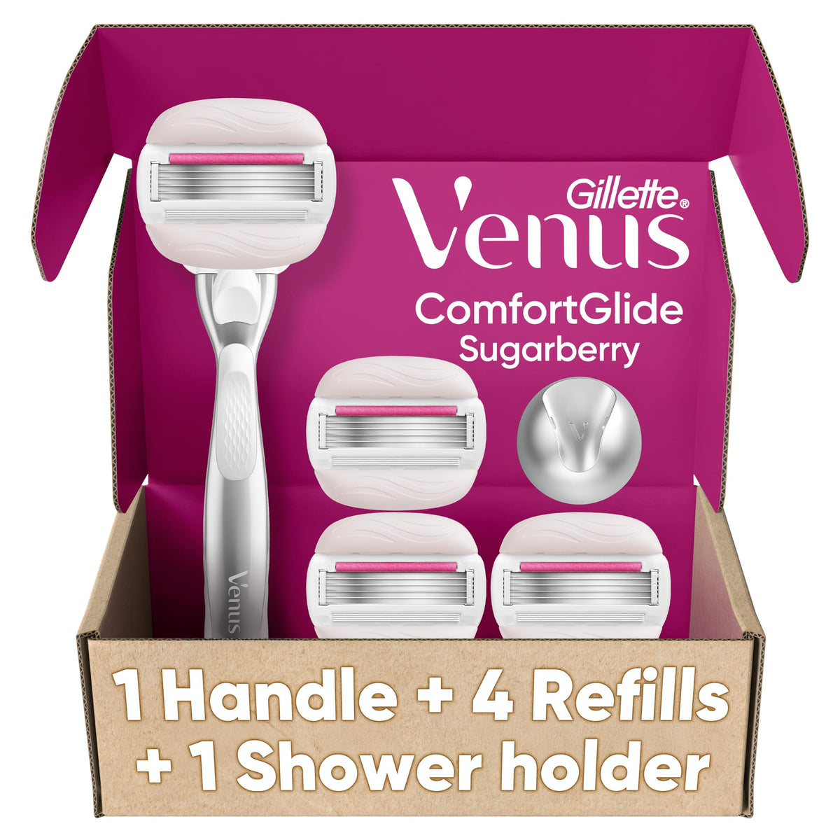 Gillette Venus rose gold handle front showing premium control and balance