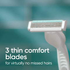 Gillette Venus blade close-up showing three thin blades for smooth shave