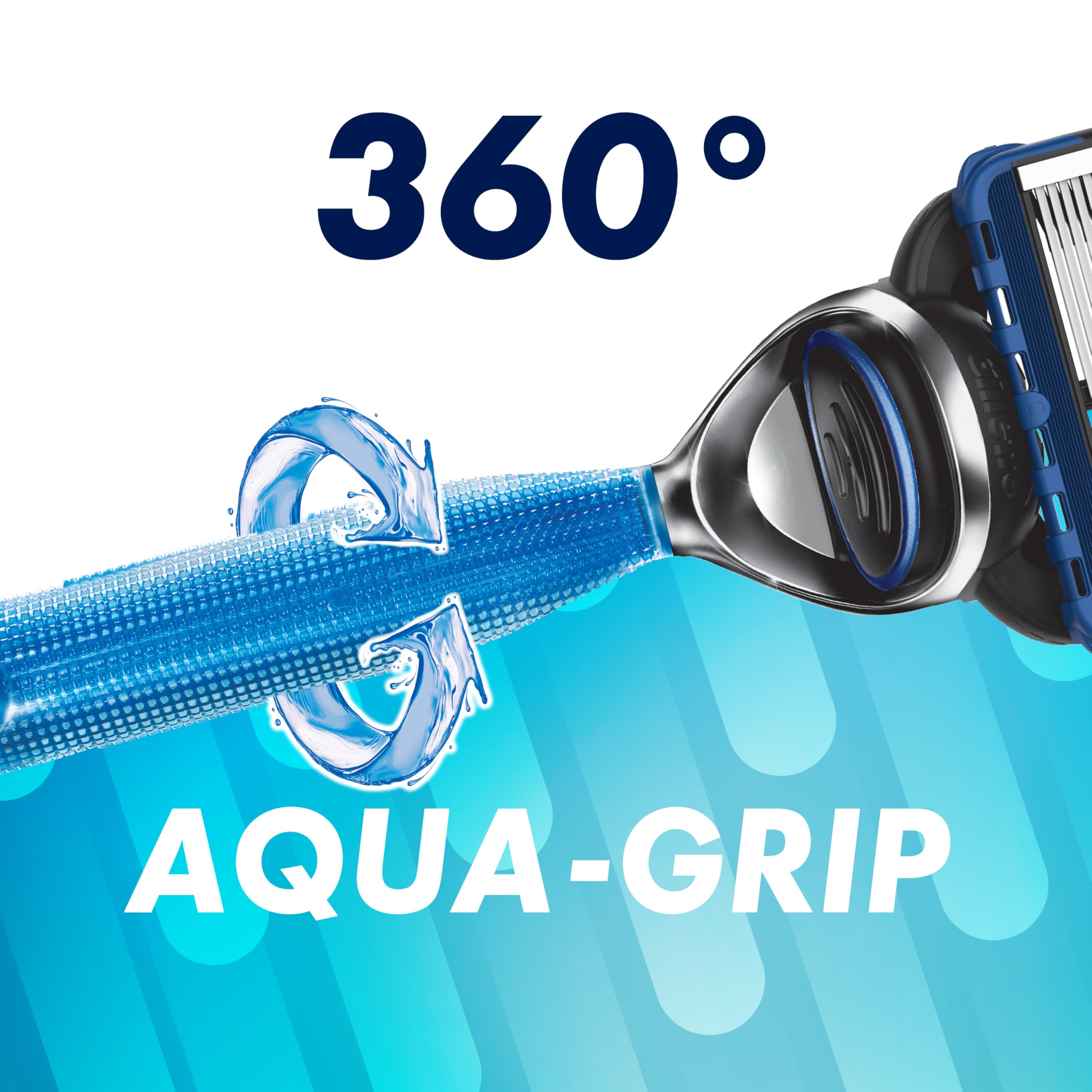 Gillette close-up of five blades highlighting precise cutting and smoother finish