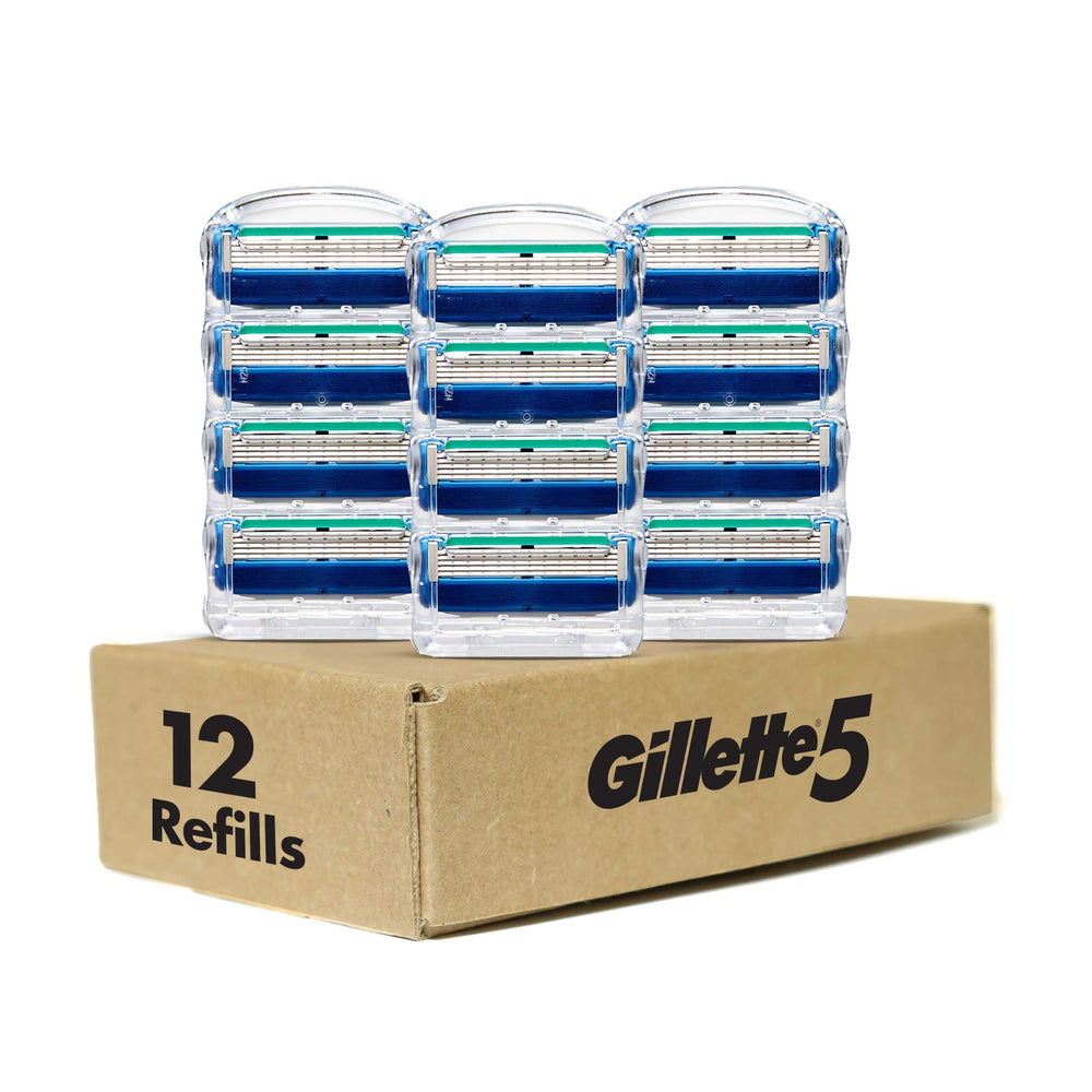 Gillette 12-count pack beside razor for size and supply planning benefit