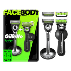 Gillette Labs face razor front view showing precision handle for controlled facial shaves