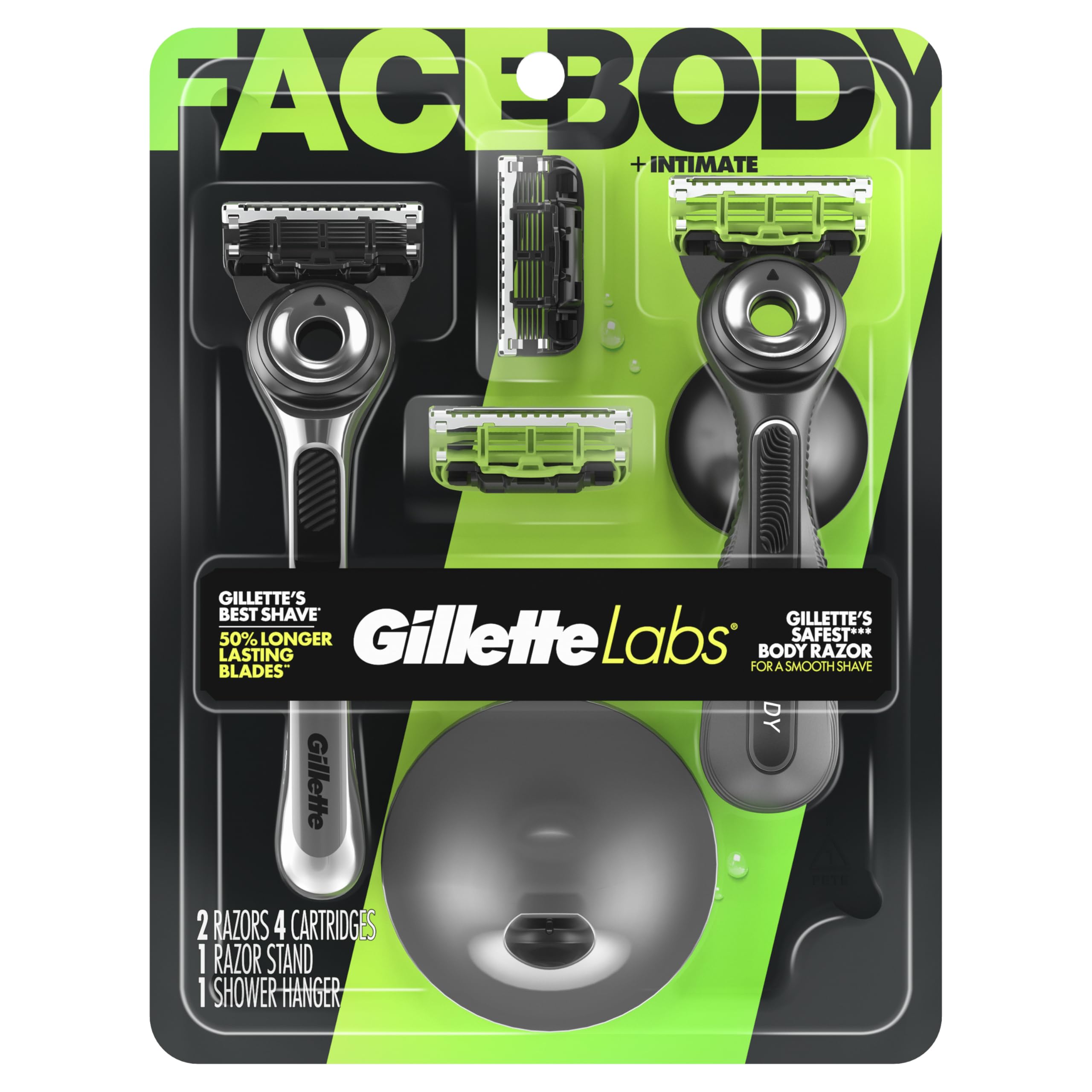 Gillette Labs scale comparison illustrating compact body razor size against a hand
