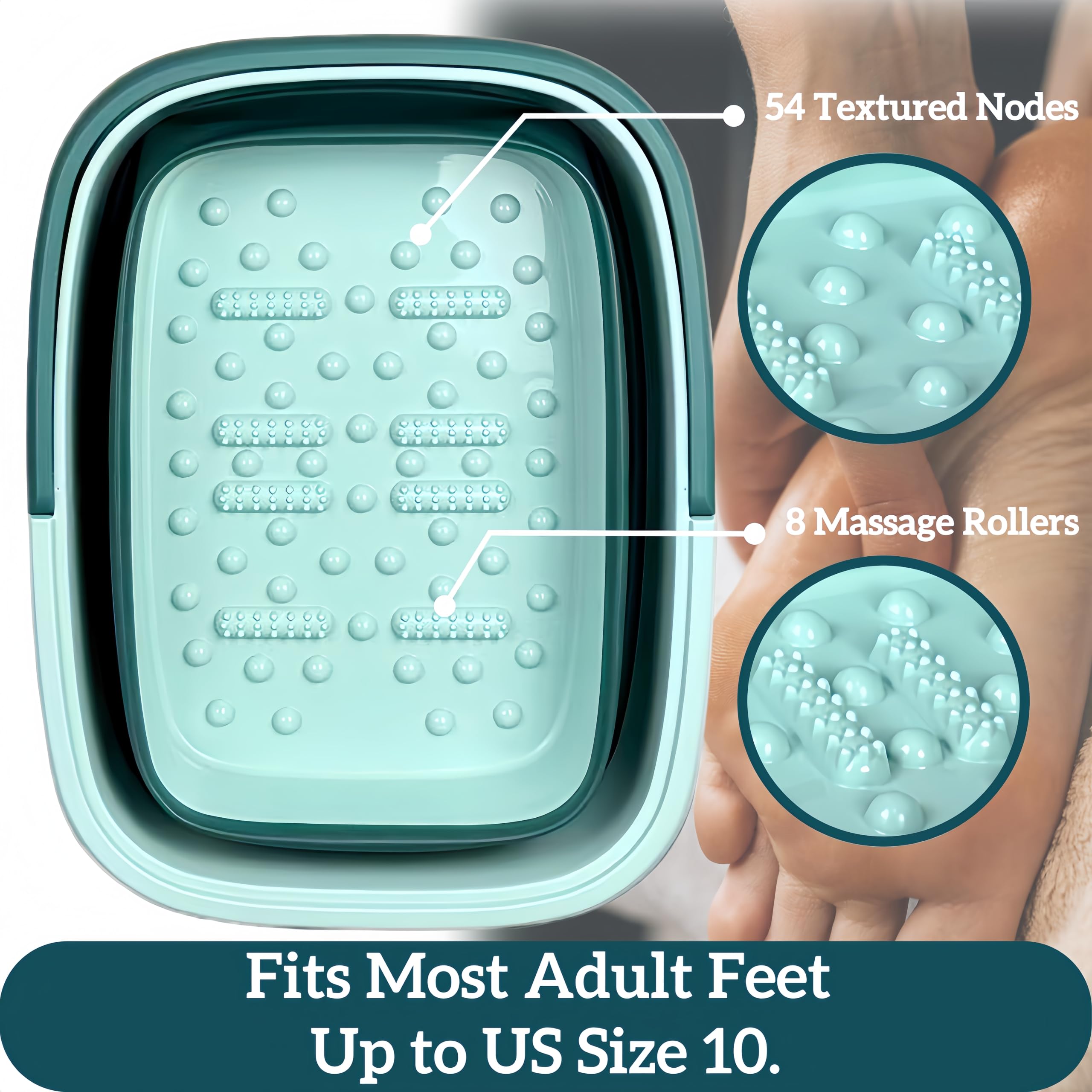 GIMWA foot bath close-up of 54 textured nodes enhancing foot stimulation
